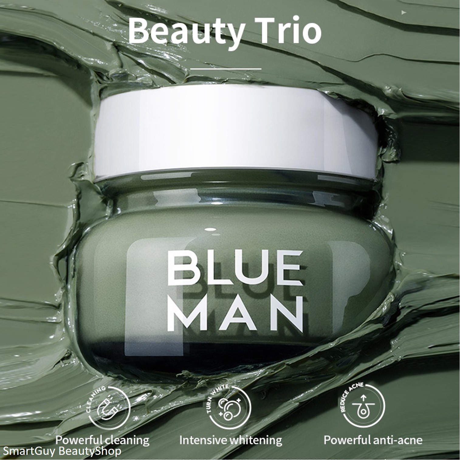 Blueman Rejuvenatign Whitening Acne Mask 80g มาส์กโคลนทําความสะอาดรูขุมขนกระชับรูขุมขนดีท็อกซ์ผิวหน้ากระจ่างใส