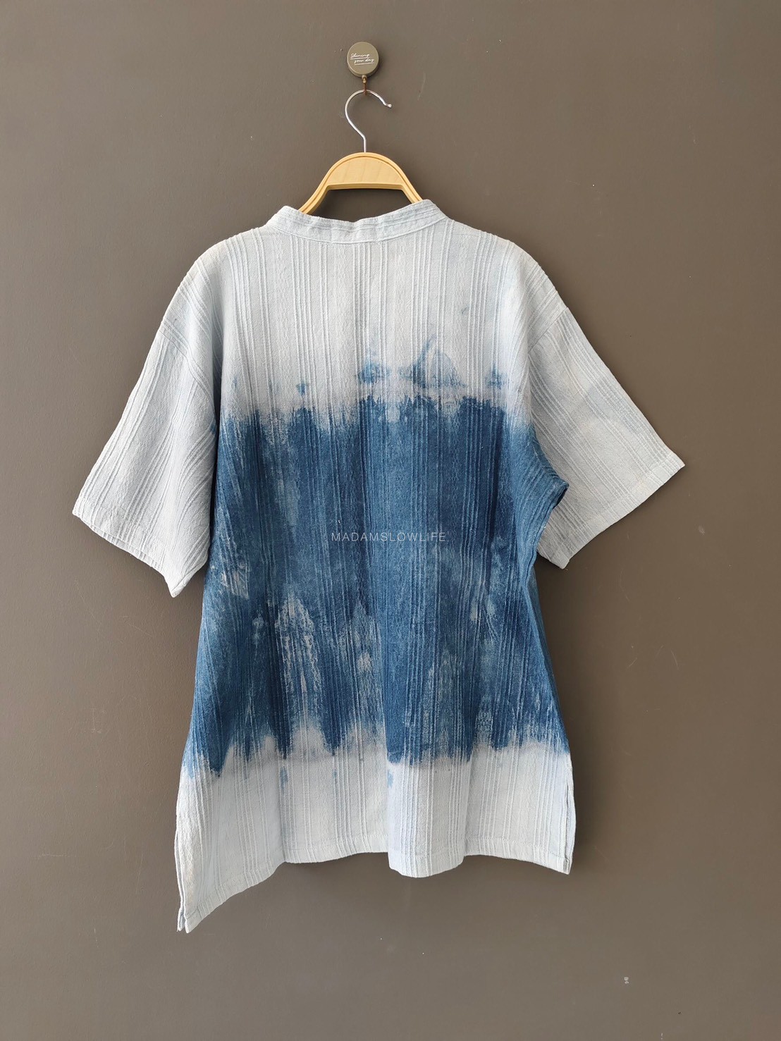 เสื้อคอจีนผู้ชาย มัดย้อมคราม Size : 44" 46" 48"