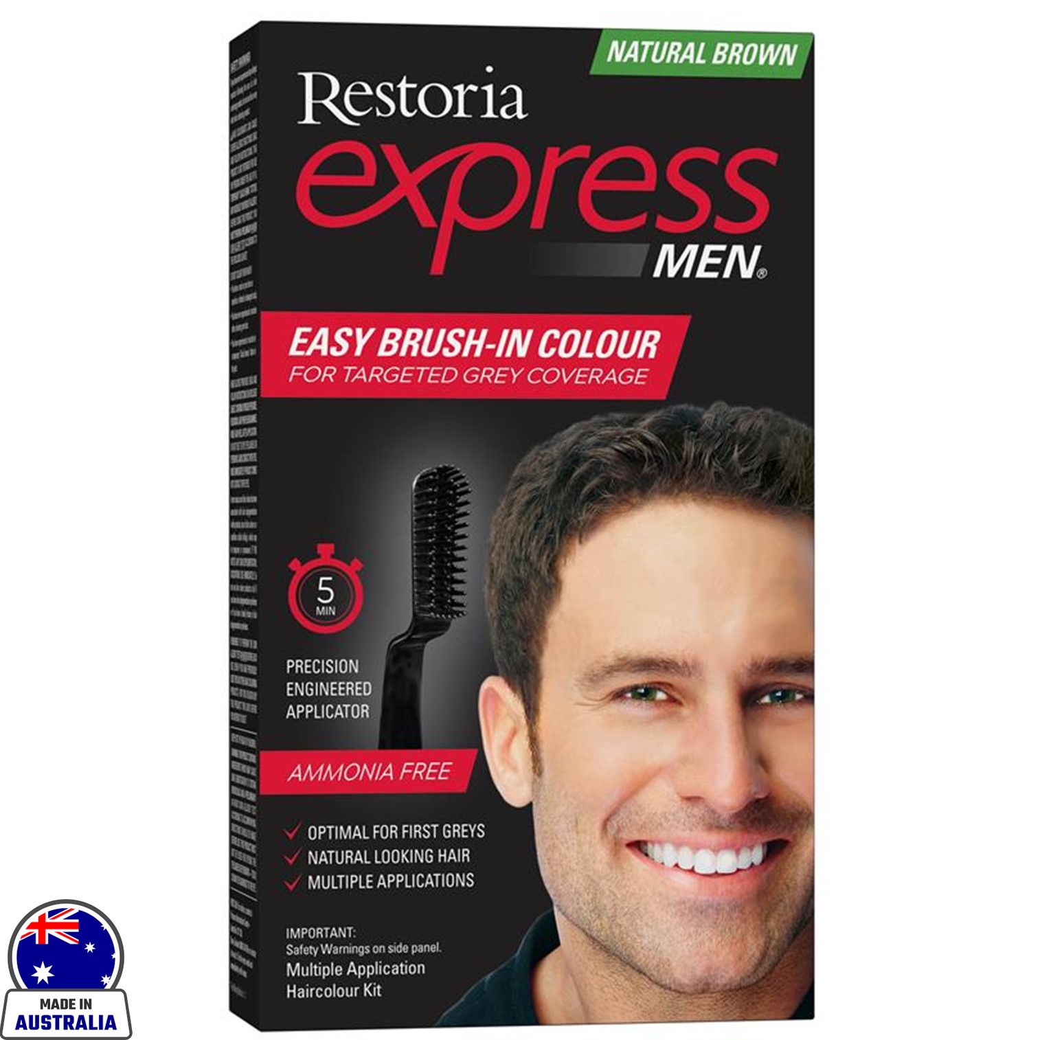 Restoria Express for Men Natural Brown ผลิตภัณฑ์เปลี่ยนสีผมสีน้ำตาลธรรมชาติสินค้านำเข้าจากออสเตรเลียพร้อมส่ง
