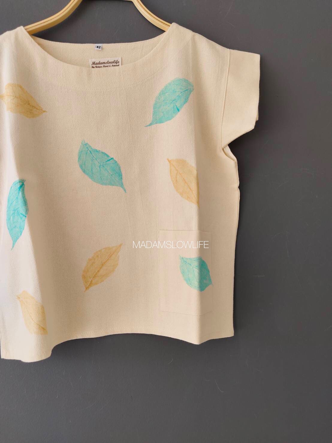 เสื้อผู้หญิง อก 38 40 42 ผ้าคอตตอนพรีเมียมแบบมีเทกเจอร์ ลวดลายใบไม้ใช้สีปลอดสารพิษ