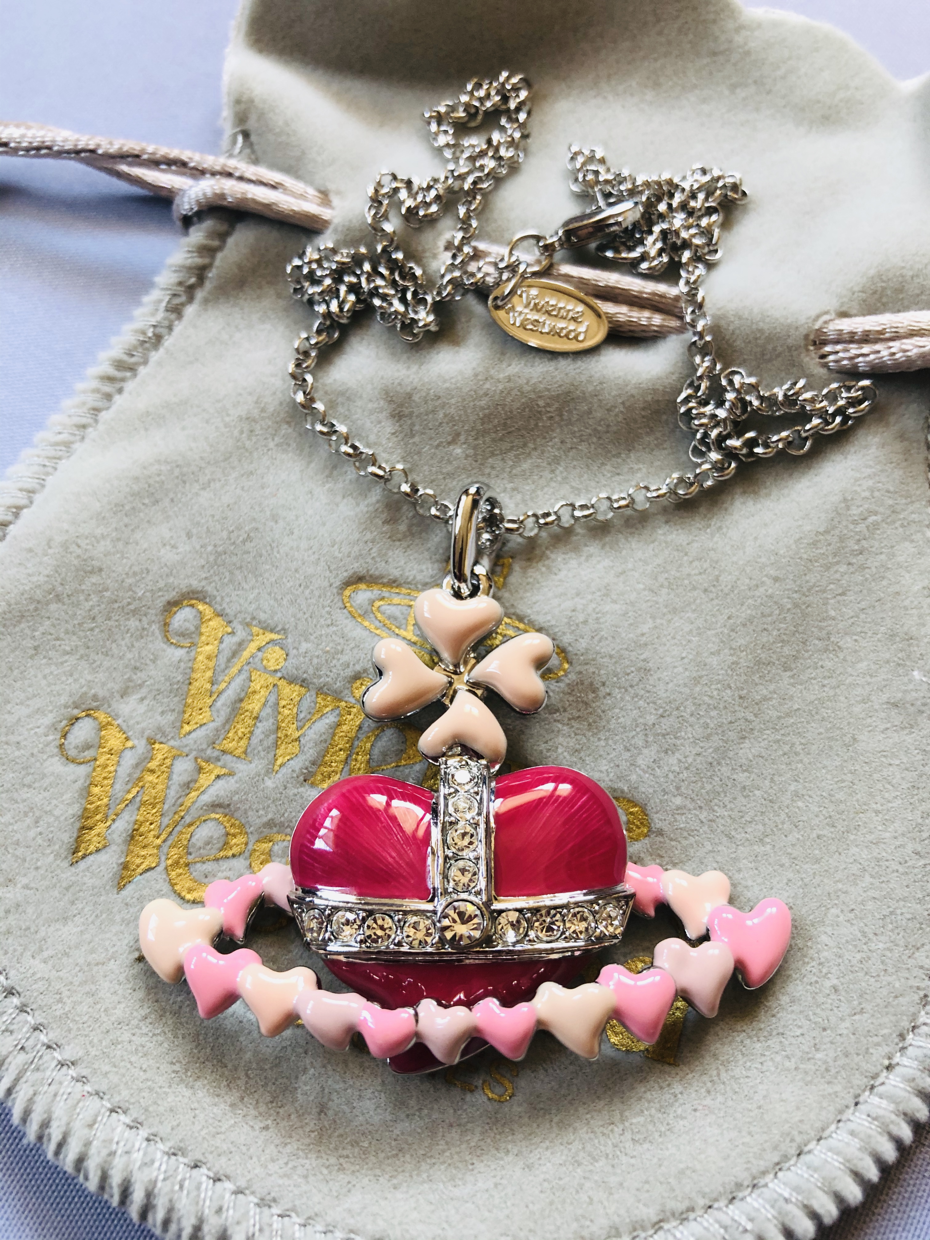 Vivienne Westwood Heart Orb Necklace in Pink