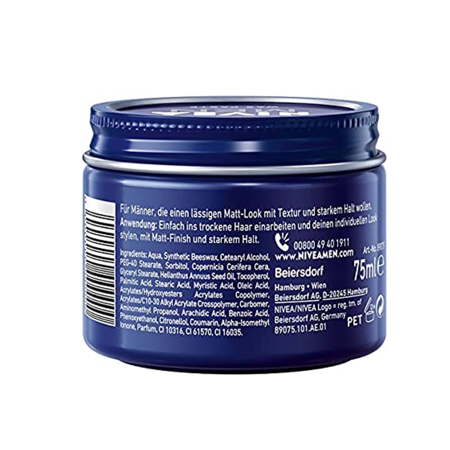 NIVEA MEN CRAFT STYLERS WORKABLE WAX PASTE 75ml ผลิตภัณฑ์จัดแต่งทรงผมสำหรับผู้ชายสูตรพิเศษจากนีเวียเม็น