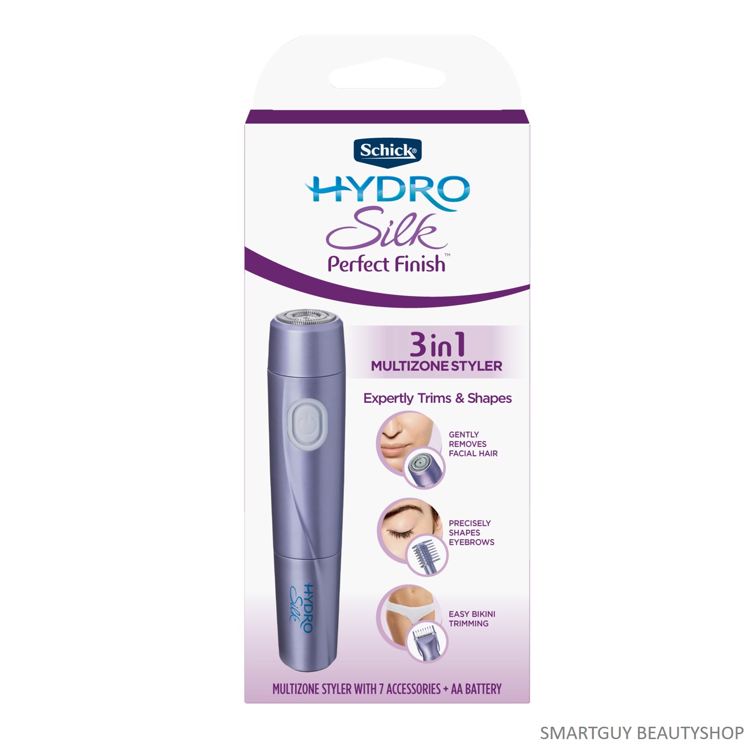 Schick Hydro Silk Perfect Finish Trimmer 8 in1 Grooming Kit for Women ชุดผลิตภัณฑ์กำจัดขนทุกสัดส่วนของร่างกายสำหรับผู้หญิงสินค้านำเข้าจากต่างประเทศ