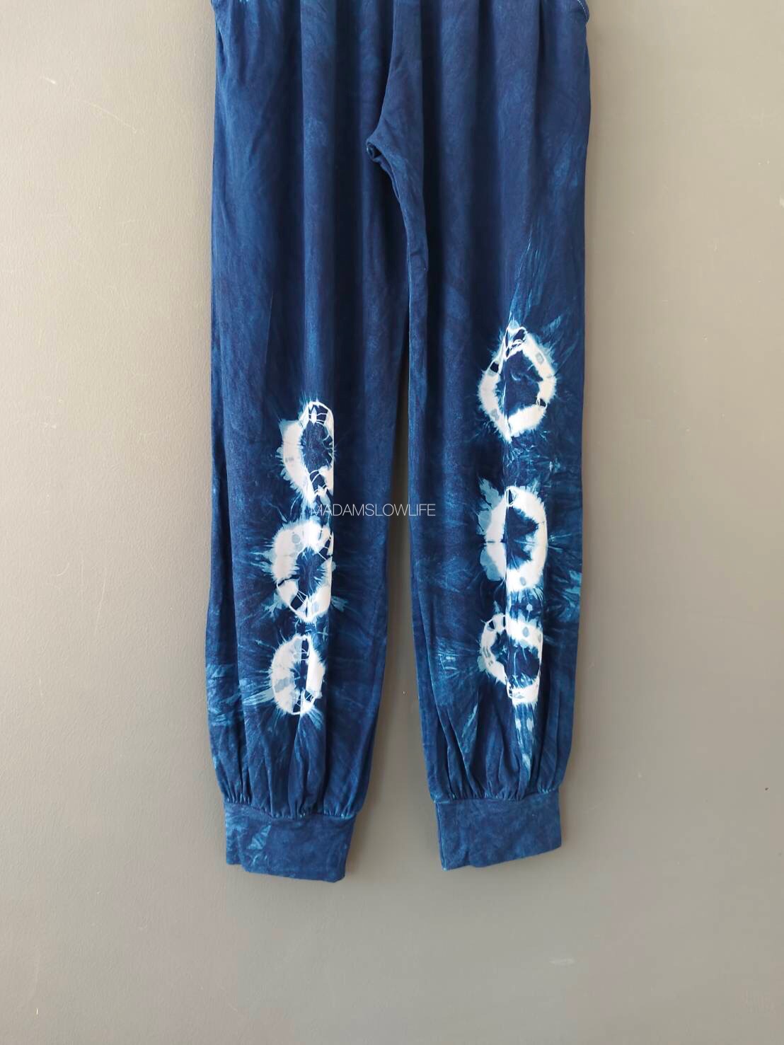 กางเกงขายาวจั้มขา มัดย้อมสีครามธรรมชาติ Size: F