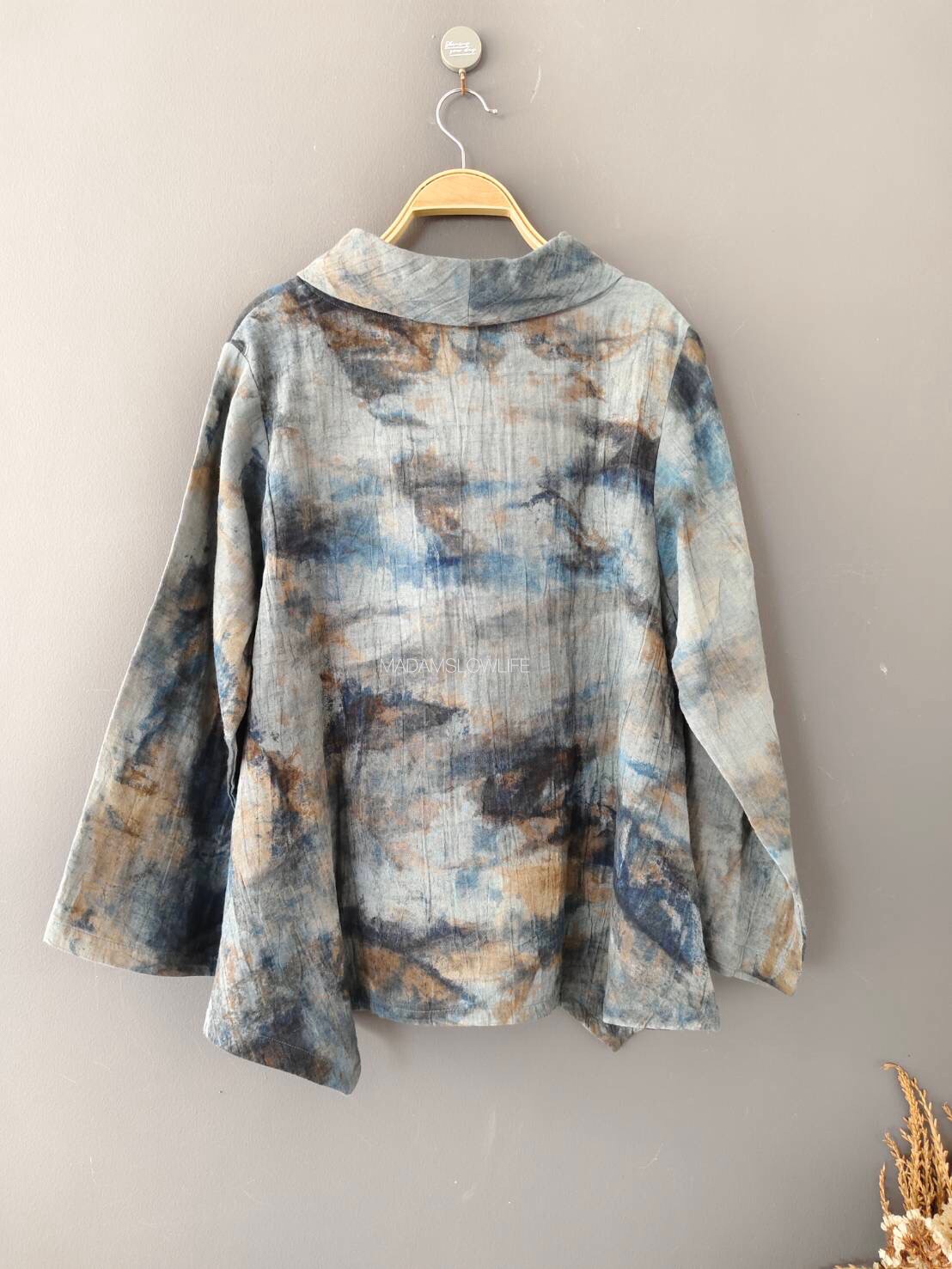 เสื้อคอบัวผู้หญิงแขนยาว Size F มัดย้อมสีปลอดสารพิษ