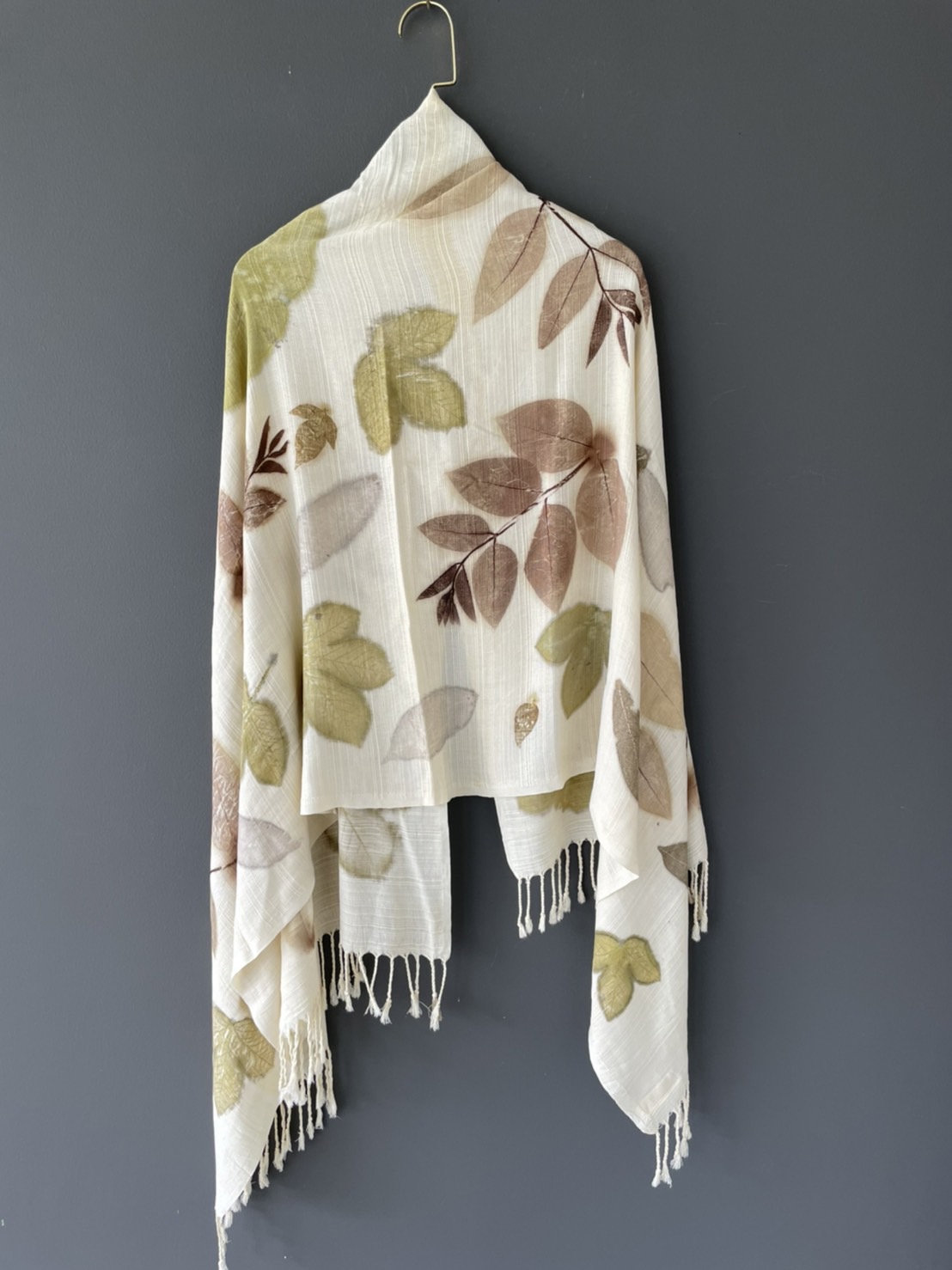 ผ้าพันคอ Thai Silk Scarf Eco Print Size:65cm.*160cm.