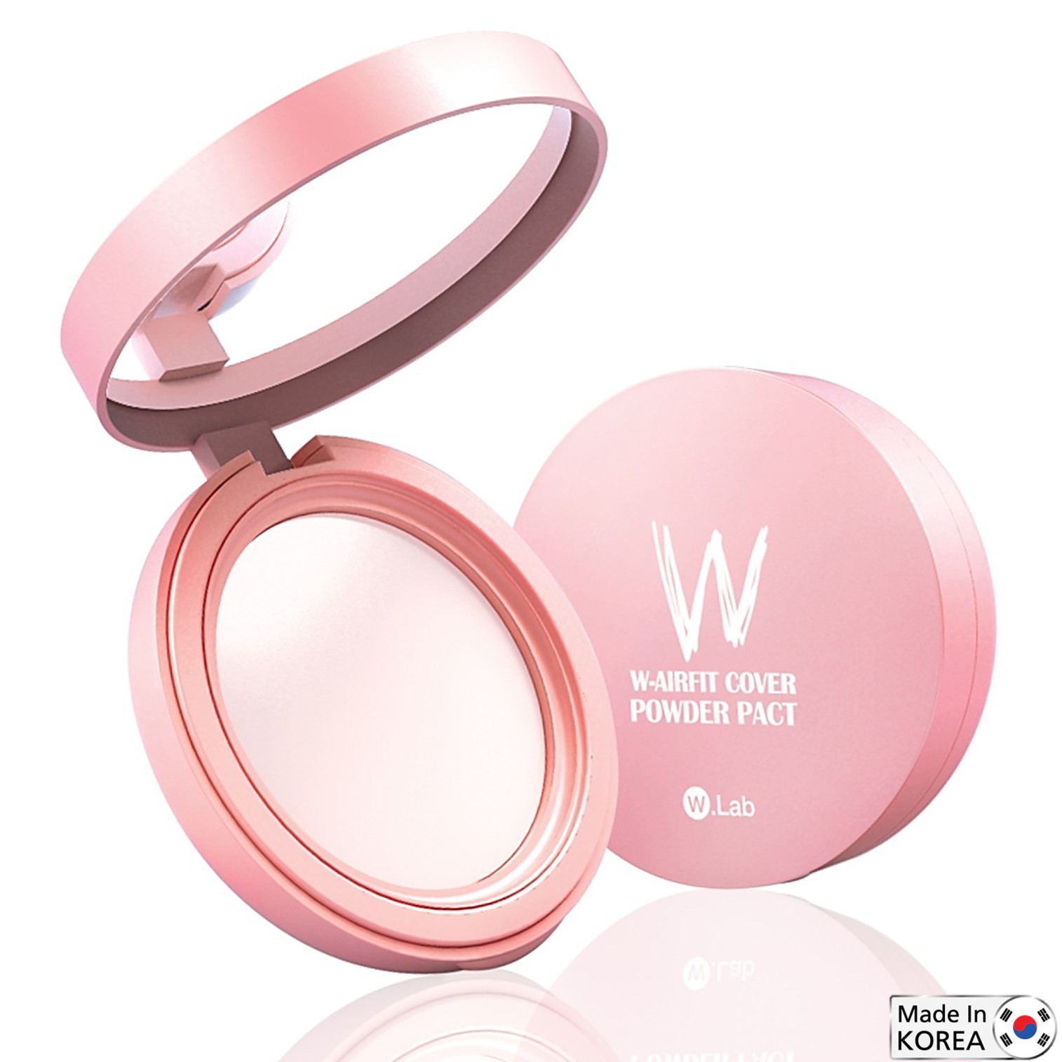 W.Lab W-Airfit Cover Powder Pact Nudie Pink 12g แป้งพัฟคุมมันเนื้อบางเบาเพื่อผิวหน้าแลดูกระจ่างใสมั่นใจตลอดวันสินค้านำเข้าจากเกาหลีรับประกันของแท้พร้อมส่ง