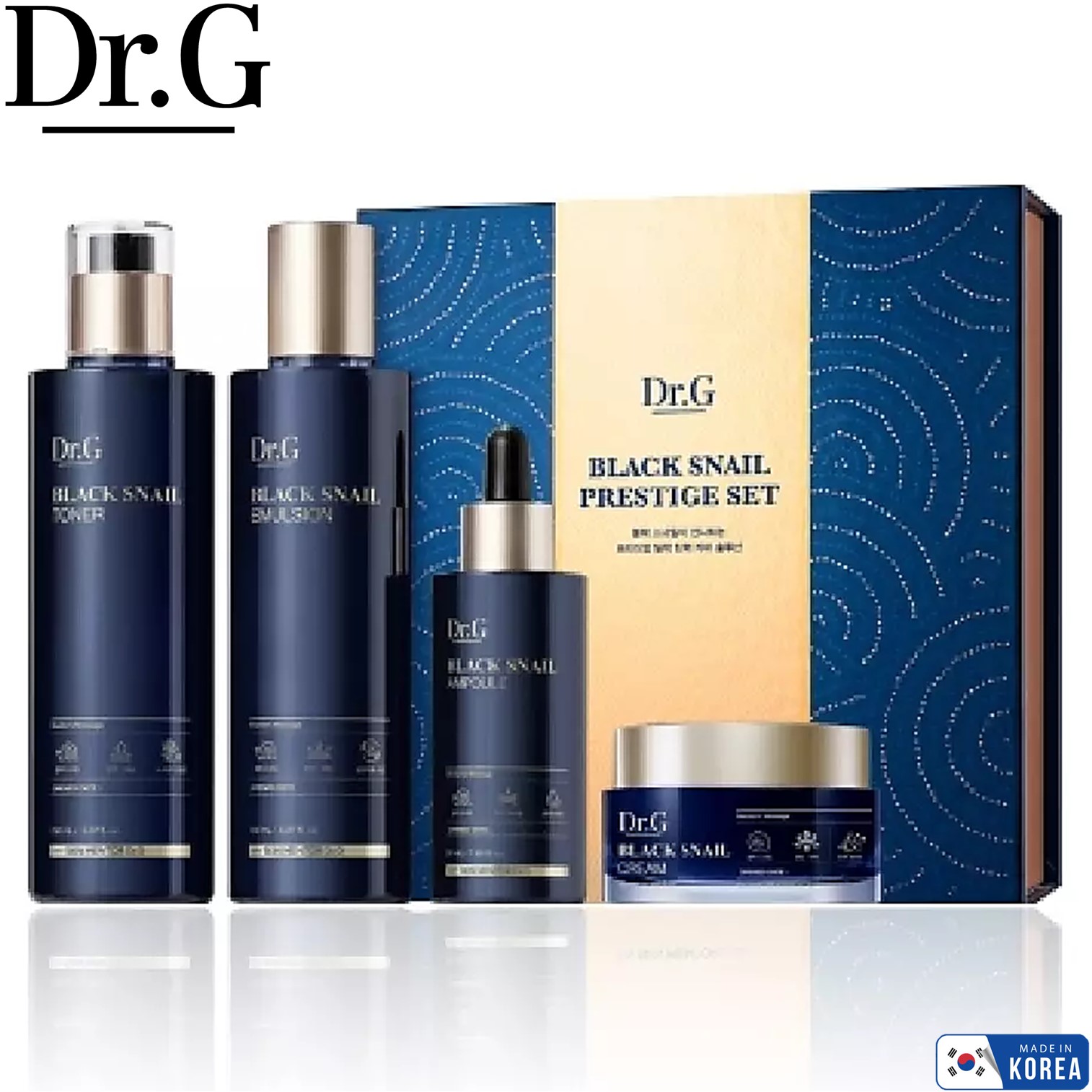 Dr.G Black Snail Prestige Toner+Emulsion+Ampoule+Cream Set ชุดผลิตภัณฑ์ดูแลผิวหน้าสูตรพรีเมี่ยมจากสารสกัดเมือกหอยทากเกาหลีของแท้พร้อมส่ง