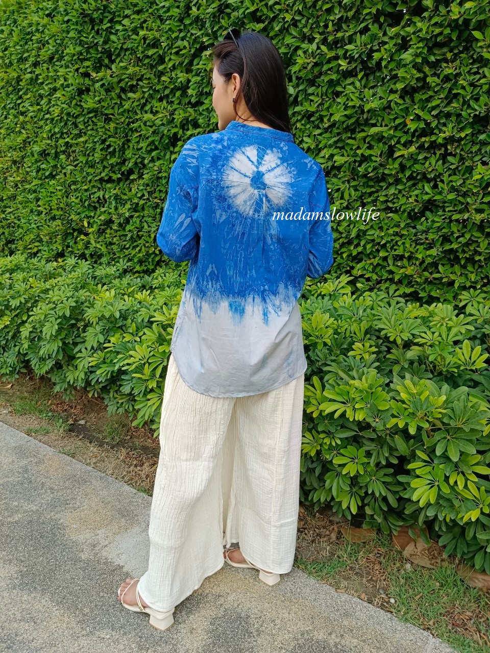 เสื้อเชิ้ต คอจีนแขนยาว แขนพับได้ เนื้อผ้าคอตตอน ซาทีน Cotton Satin ใส่สบาย