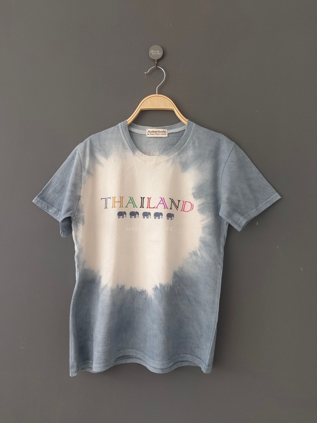 เสื้อยืดผู้ใหญ่พิมพ์ลายช้างThailand มัดย้อมเทา Size : XS S M L XL 2XL 3XL