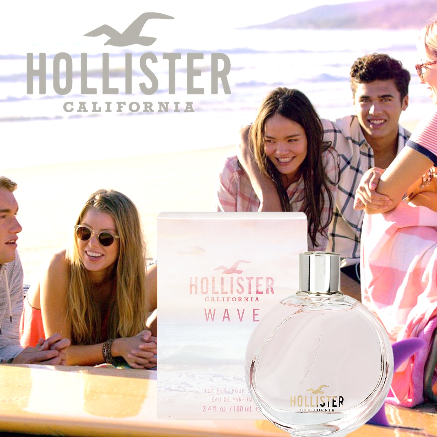 Hollister California Wave Her Eau De Parfum 100ml น้ำหอมสำหรับผู้หญิงกลิ่นหอมพิเศษรับประกันลิขสิทธิ์แท้นำเข้าจากต่างประเทศ
