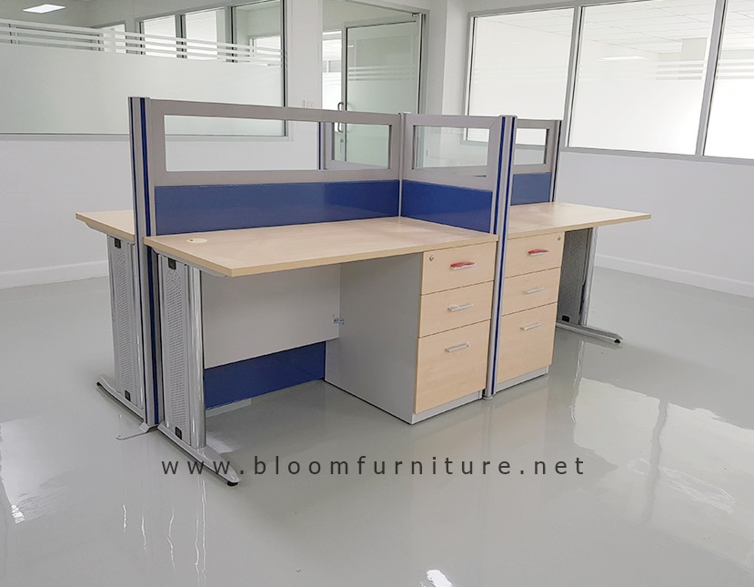 โต๊ะทำงานกลุ่ม โต๊ะ Call Center , Work Station พร้อมพาร์ทิชั่น 4 ที่นั่ง
