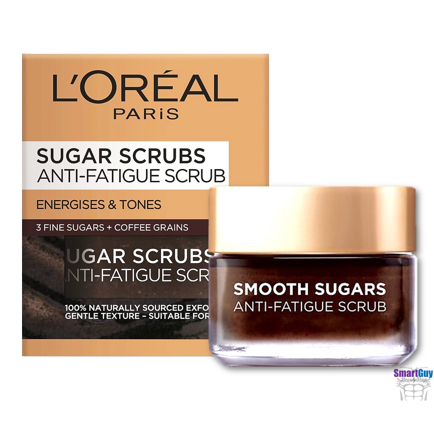 สครับน้ำตาลสำหรับผิวหน้าและริมฝีปากสูตรพรีเมี่ยมช่วยผลัดเซลล์ผิวบำรุงและฟื้นฟูปรับสภาพผิวหน้ากระจ่างใสตึงกระชับสูตรเข้มข้นของแท้ L’OREAL Paris Sugar Scrubs Anti-Fatigue Scrub Energizes & Tone 50ml.