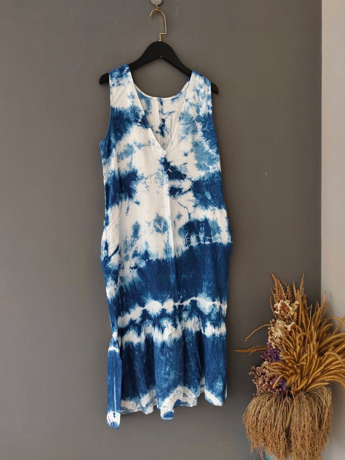 เดรสคอตตอน ย้อมครามธรรมชาติ