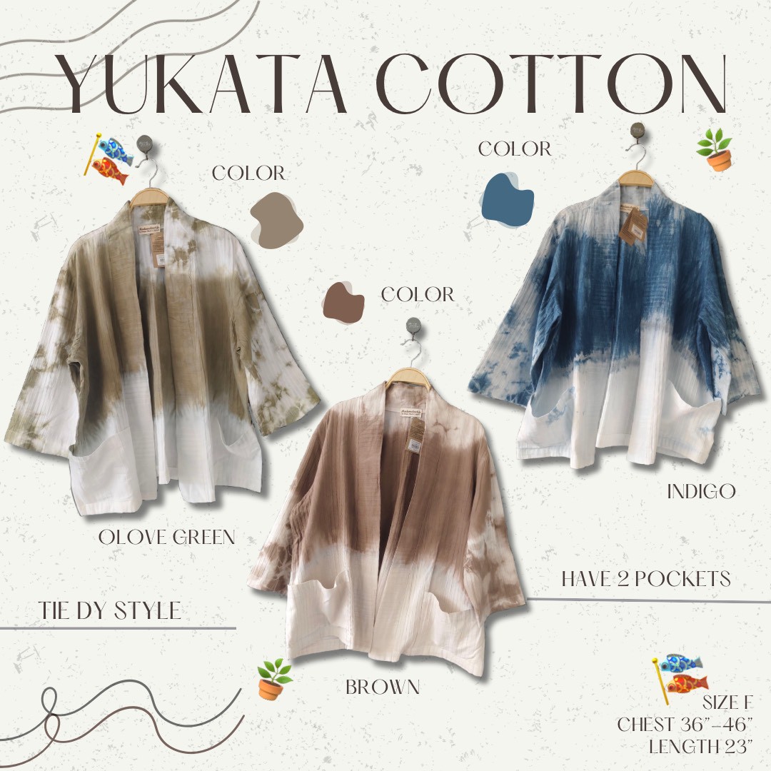 เสื้อคลุมยูกาตะ มี 3 สีคราม น้ำตาล เขียวขี้ม้า size: F