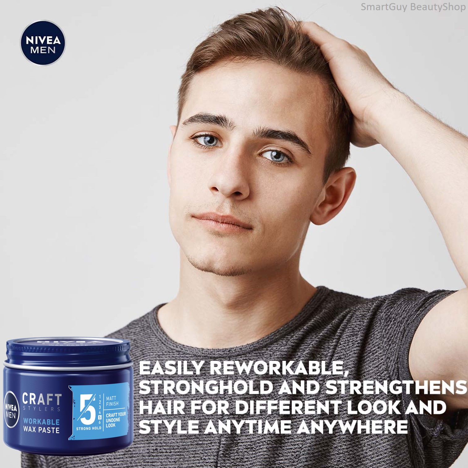 NIVEA MEN CRAFT STYLERS WORKABLE WAX PASTE 75ml ผลิตภัณฑ์จัดแต่งทรงผมสำหรับผู้ชายสูตรพิเศษจากนีเวียเม็น