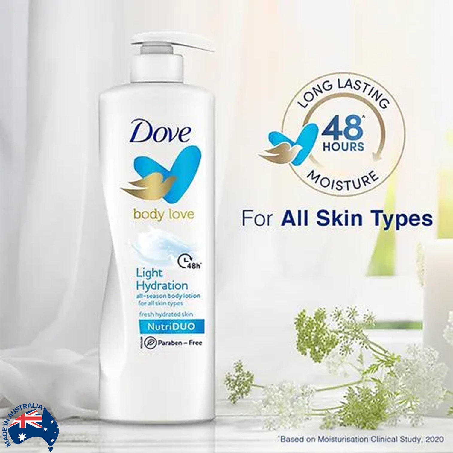 Dove Body Love Nutri Duo Body Lotion 48hrs Long-Lasting Moisturization 400ml โลชั่นบำรุงผิวกายสูตรพิเศษใหม่ล่าสุดสินค้านำเข้าจากออสเตรเลียพร้อมส่ง