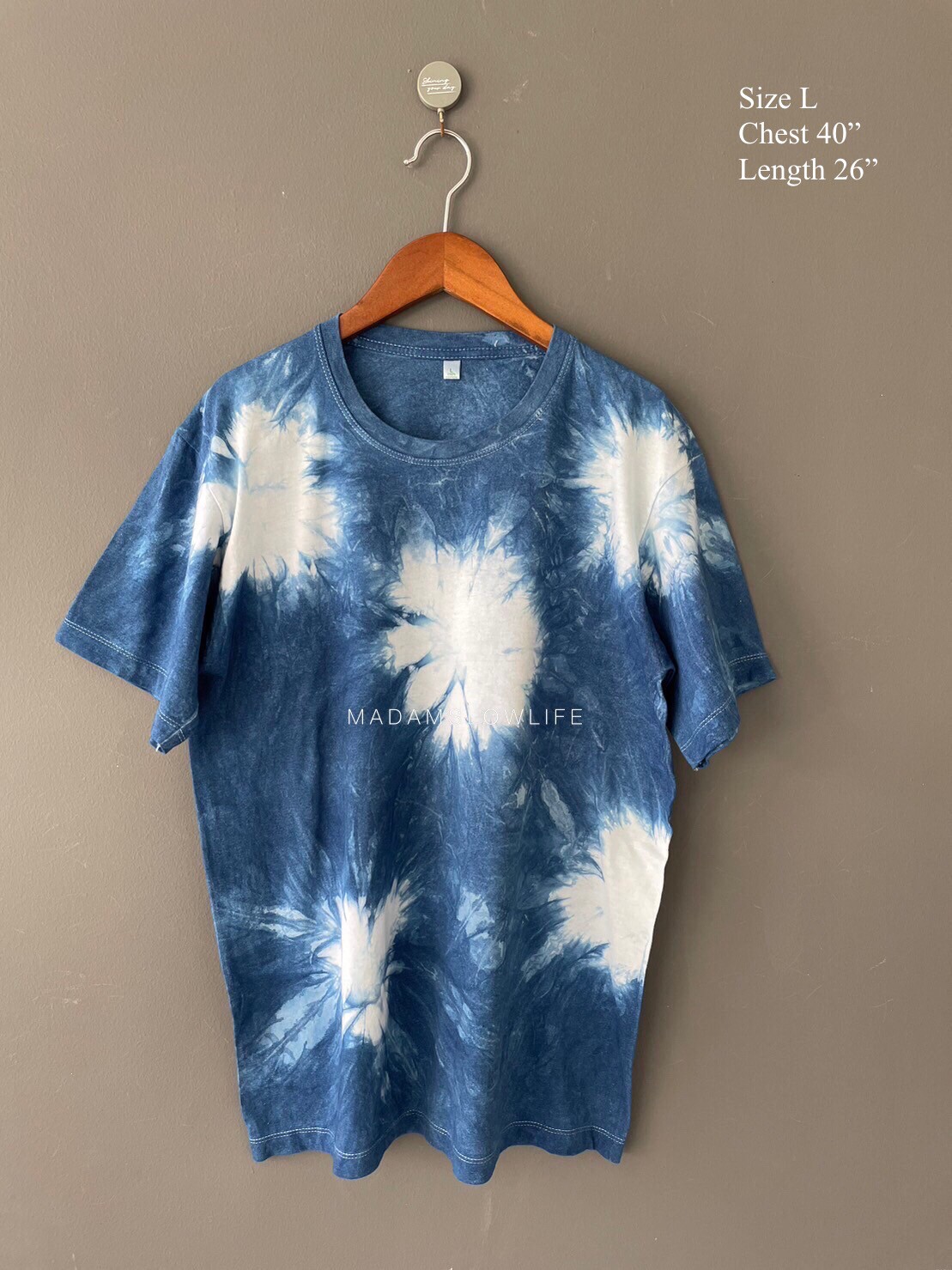 เสื้อยืด Size:L เนื้อผ้าคอตตอนพรีเมียม ย้อมสีครามธรรมชาติ