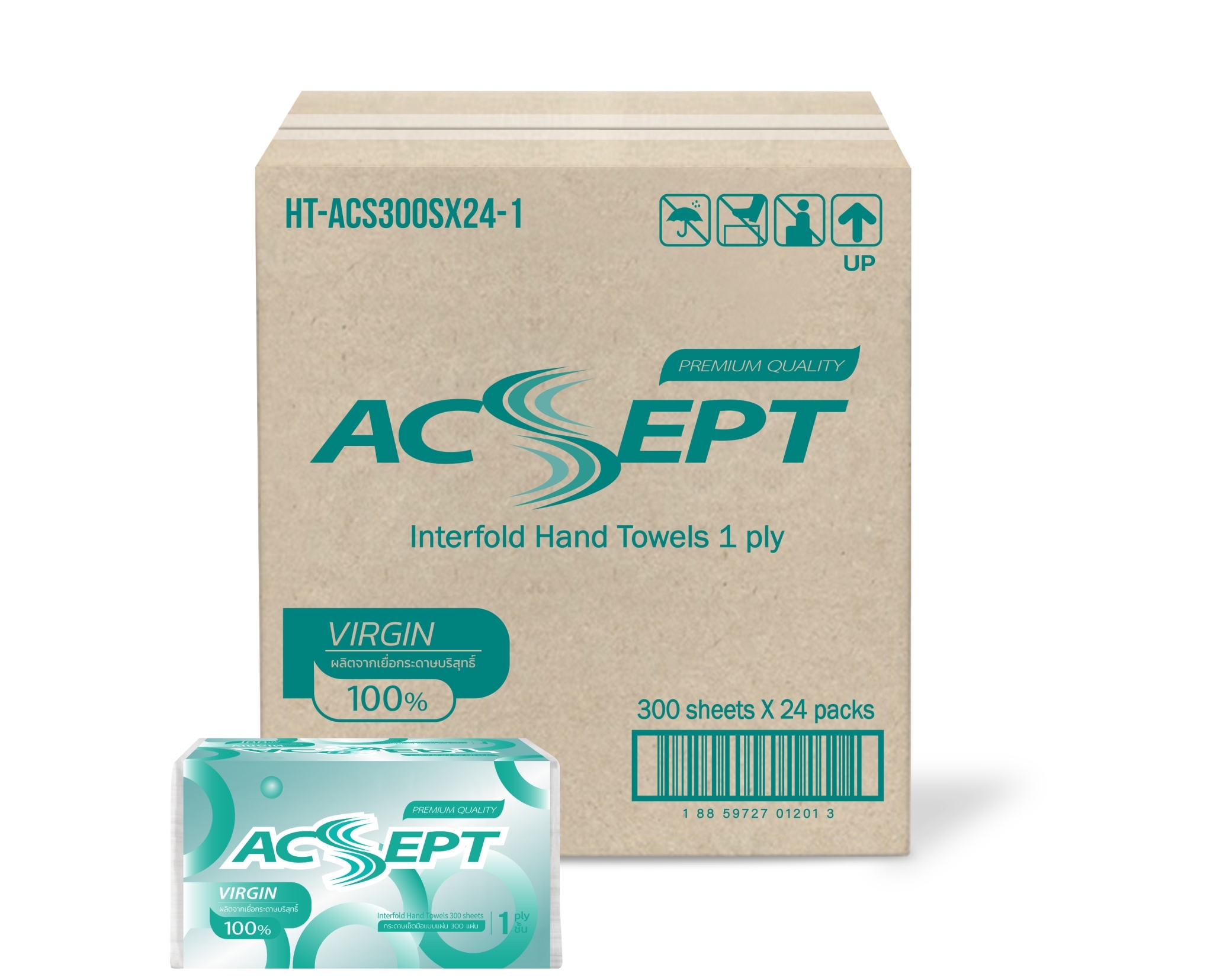 กระดาษเช็ดมือ Acsept หนา 1 ชั้น