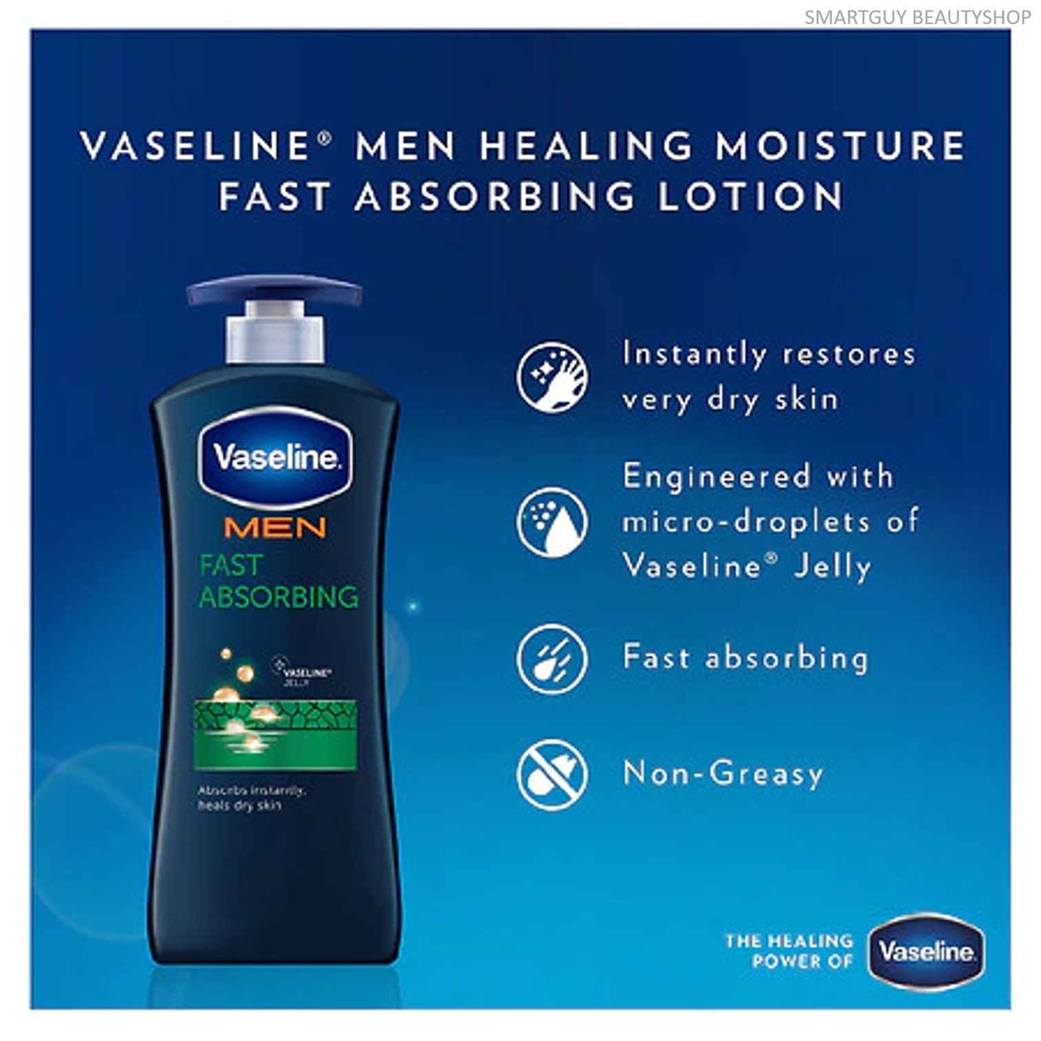 Vaseline Men Healing Moisture Body Lotion Fast Absorbing 600ml โลชั่นบำรุงผิวกายสำหรับผู้ชายสูตรพิเศษจากวาสลีนเม็นสินค้านำเข้าจากต่างประเทศ