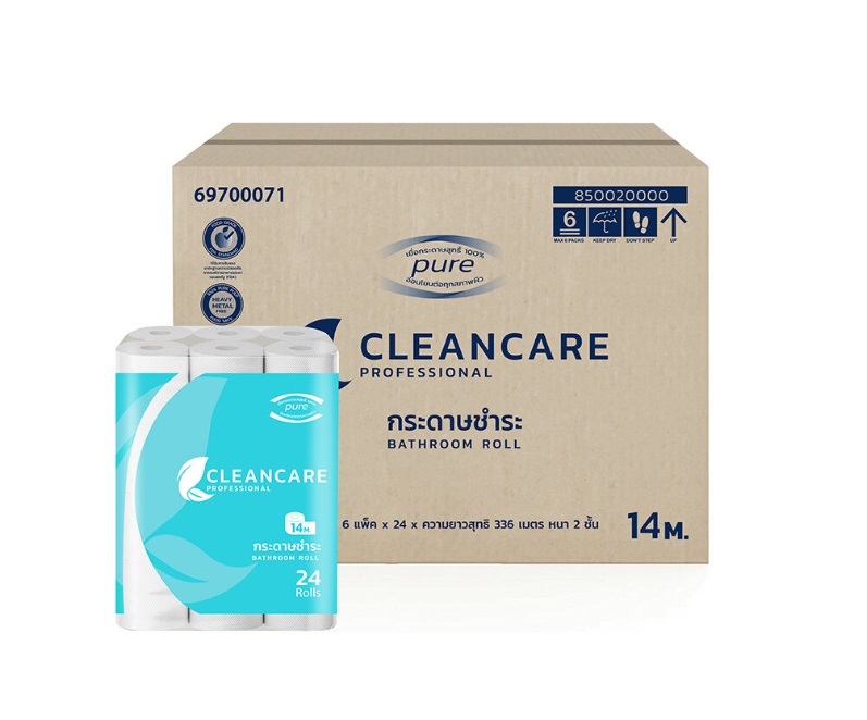กระดาษชำระม้วนเล็ก Clean Care 14m.x144ม้วน