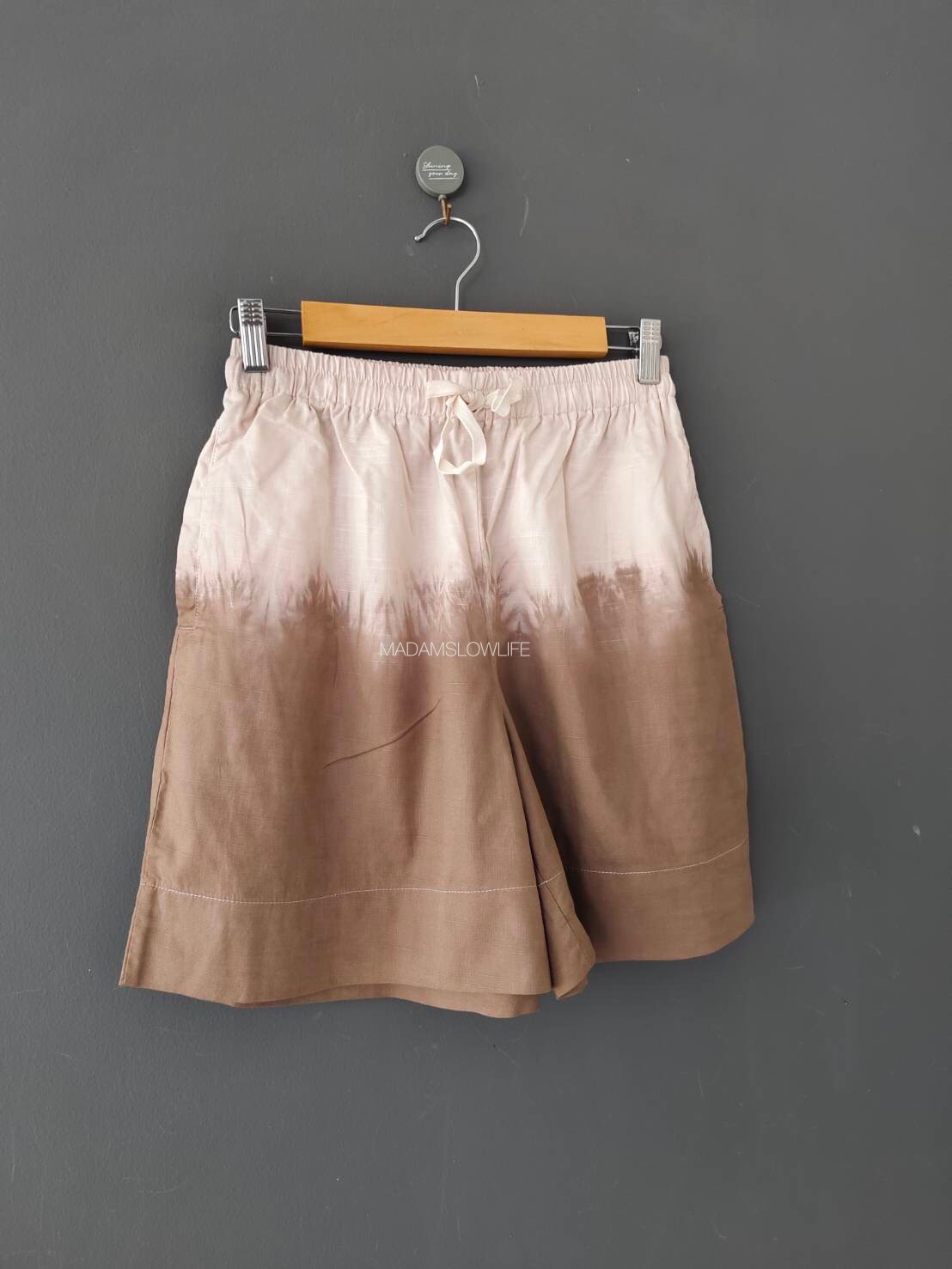 กางเกงขาสั้น Size: S M L XL 2XL มัดย้อมสีน้ำตาลทูโทน