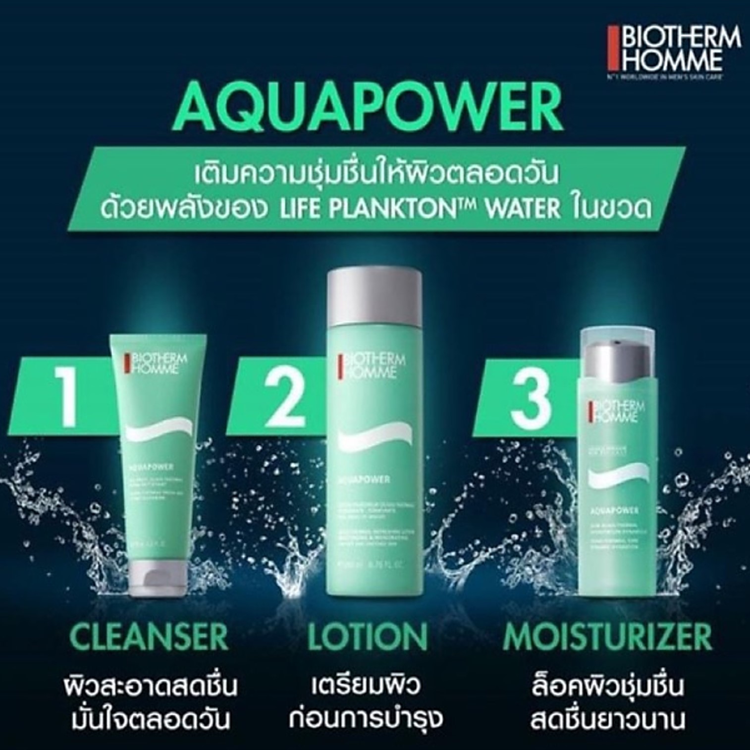 BIOTHERM SUPER AQUAPOWER SET ชุดผลิตภัณฑ์ทำความสะอาดและบำรุงปลุกความสดชื่นให้ผิวหน้าผู้ชายสูตรพรีเมี่ยมจากต่างประเทศ