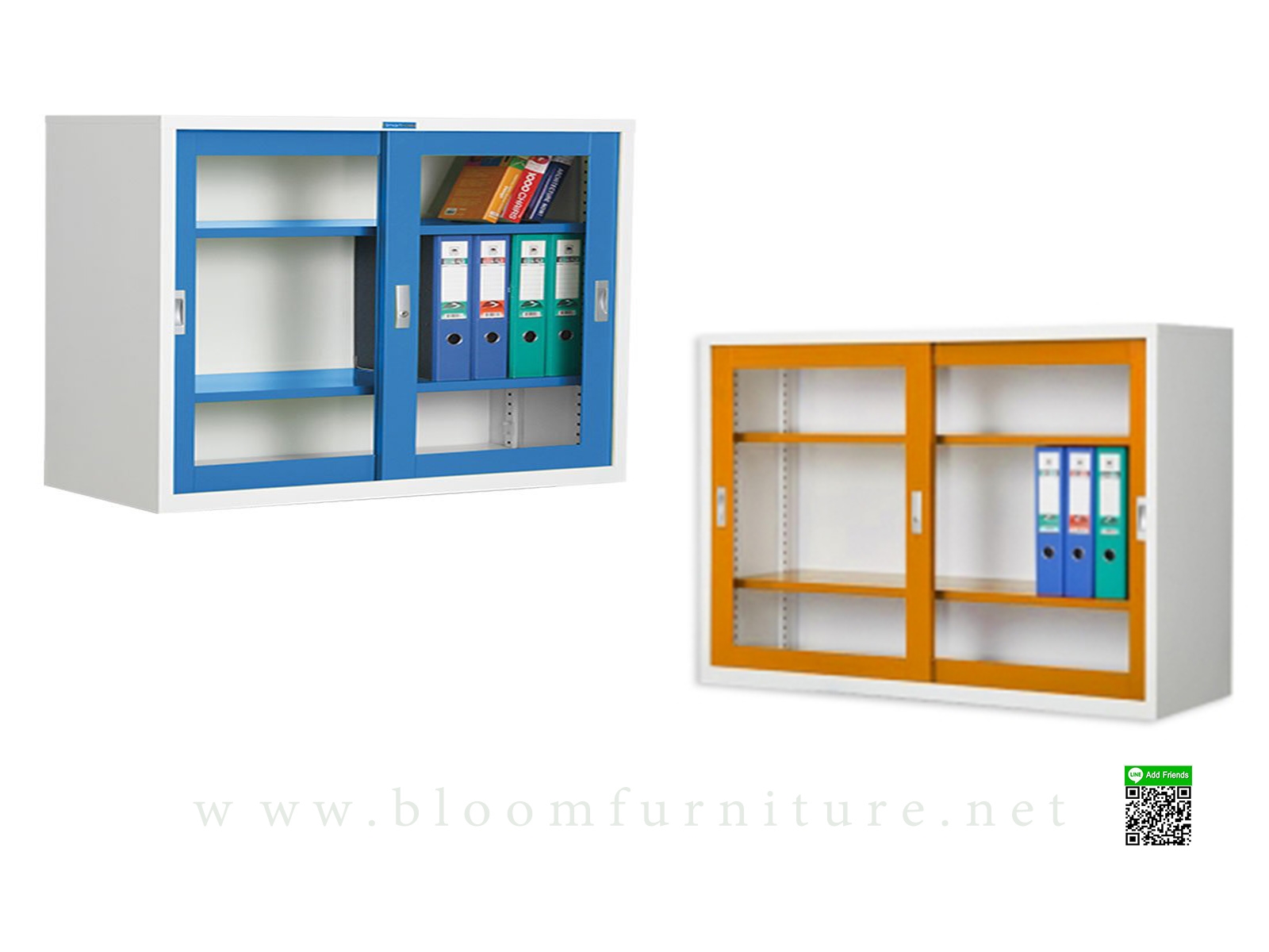 ตู้เหล็กเก็บเอกสารบานเลื่อนกระจก ขนาด 88x40x88 ซม.