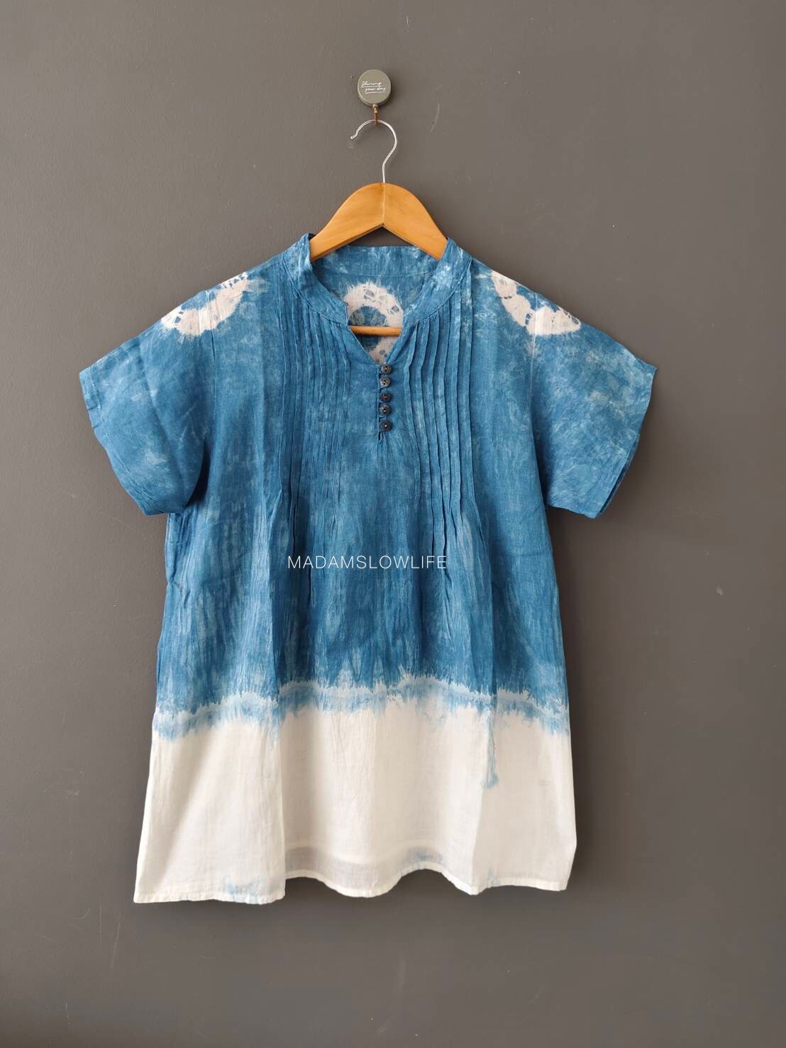 เสื้อผู้หญิงคอจีน สีคราม Size:F