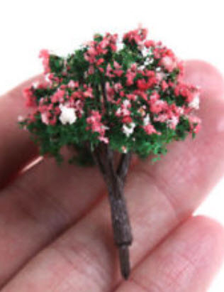 ต้นไม้ทรงพุ่ม (สีขมพู-เขียว) สูง 4 ซ.ม. (HO, OO scale) / ชุด 10 ต้น