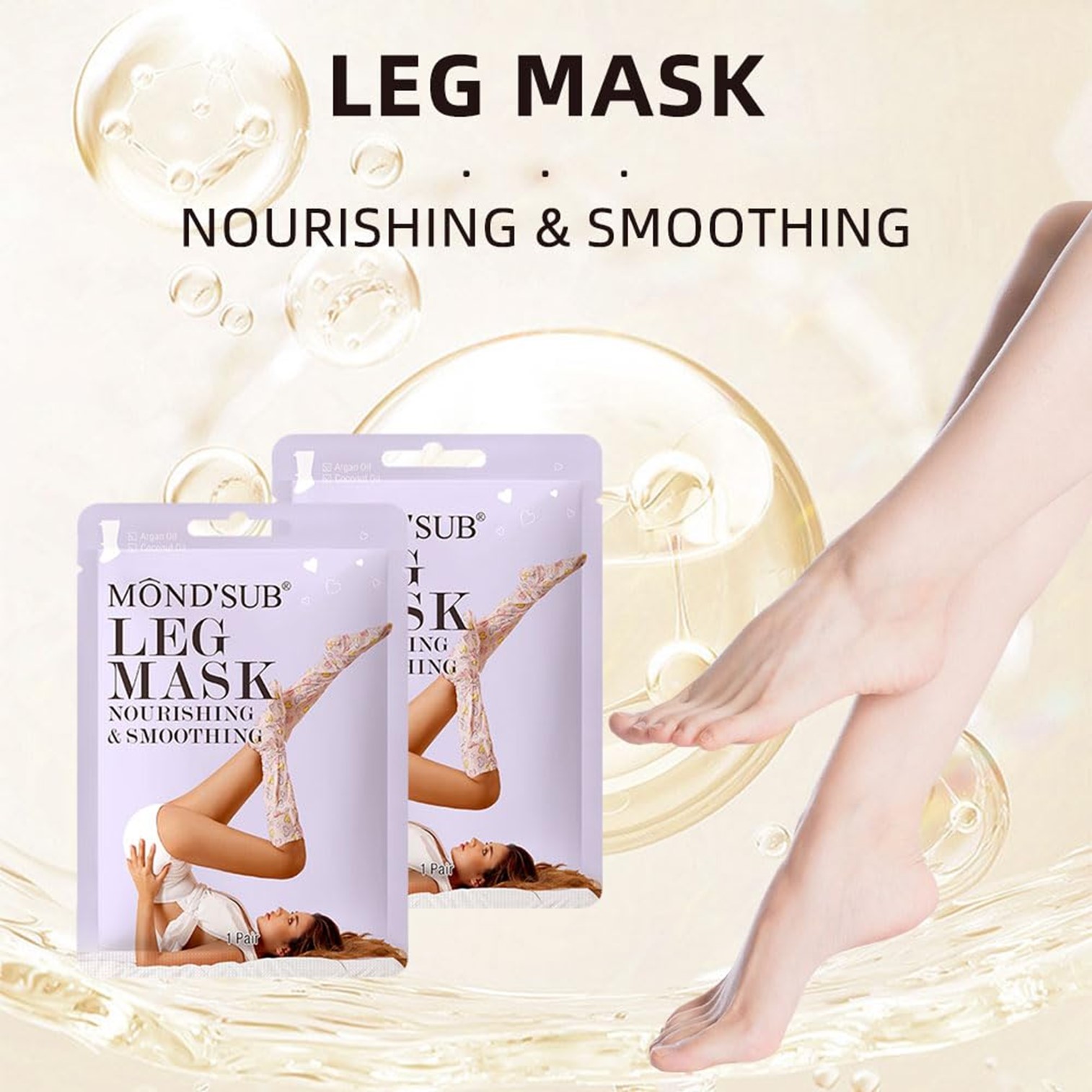 Mond’Sub Leg Mask Brighten&Moisturizing 3Pack ผลิตภัณฑ์มาส์คบำรุงผิวเนียนนุ่มกระจ่างใสสำหรับขาและเท้าสูตรพิเศษจากต่างประเทศของแท้พร้อมส่ง