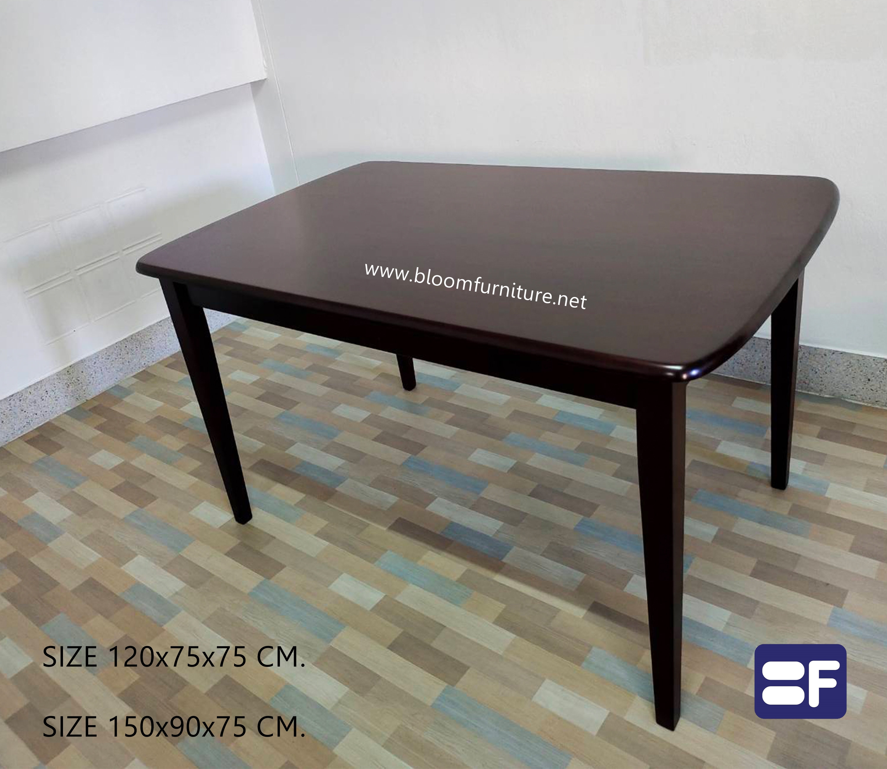 โต๊ะอาหารไม้ยางพารา ขนาด 120*75*75 ซม. และ 150x90x75 ซม.