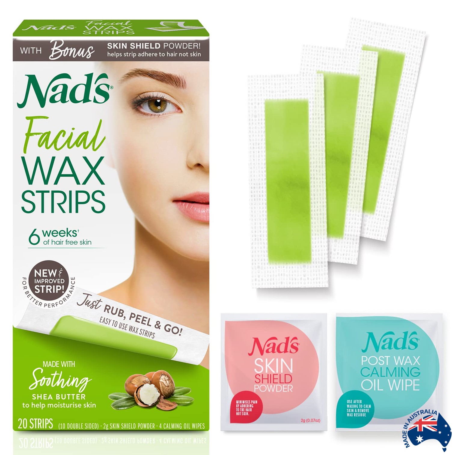 Nads Hair Removal Facial Wax Strips ผลิตภัณฑ์กำจัดขนสูตรอ่อนโยนสำหรับใบหน้าสินค้านำเข้าจากออสเตรเลียของแท้พร้อมส่ง