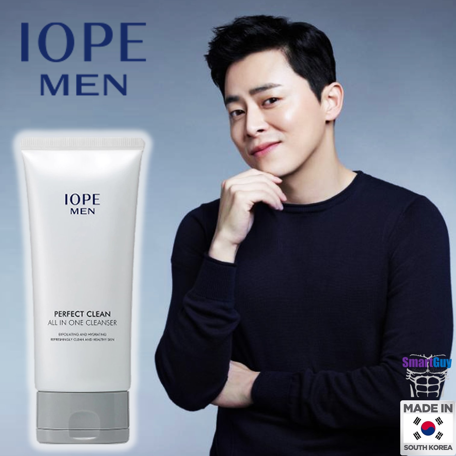 IOPE MEN Perfect Clean All In One Cleanser 125ml. Made In Korea ครีมโฟมล้างหน้าผู้ชายสูตรพรีเมี่ยมของแท้นำเข้าจากเกาหลีทำความสะอาดหมดจดพร้อมปรับสภาพผิวหน้าอ่อนกว่าวัยแบบชัดเจน