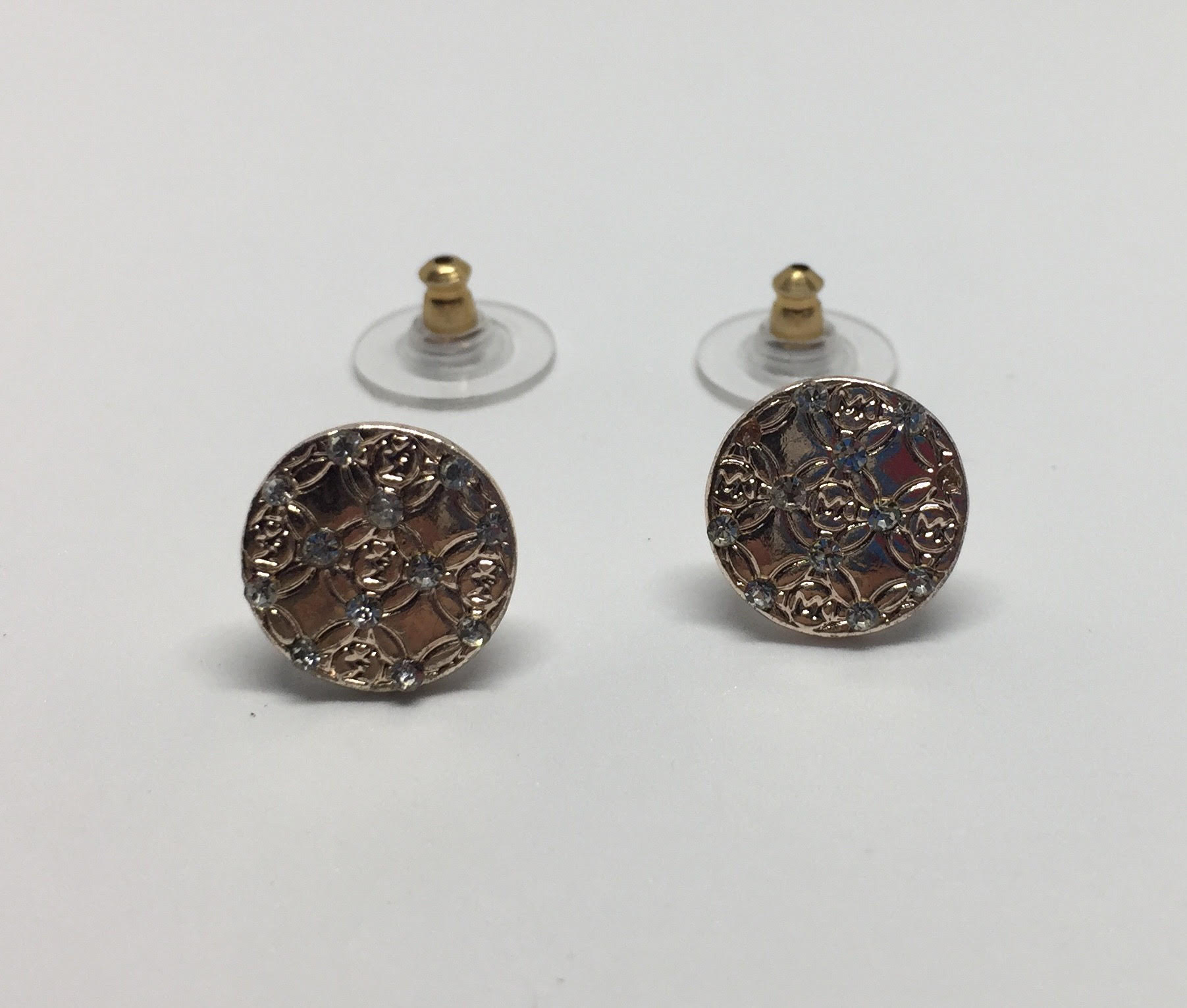 MK Heritage Monogram Crystal Set Earring-Pink Gold