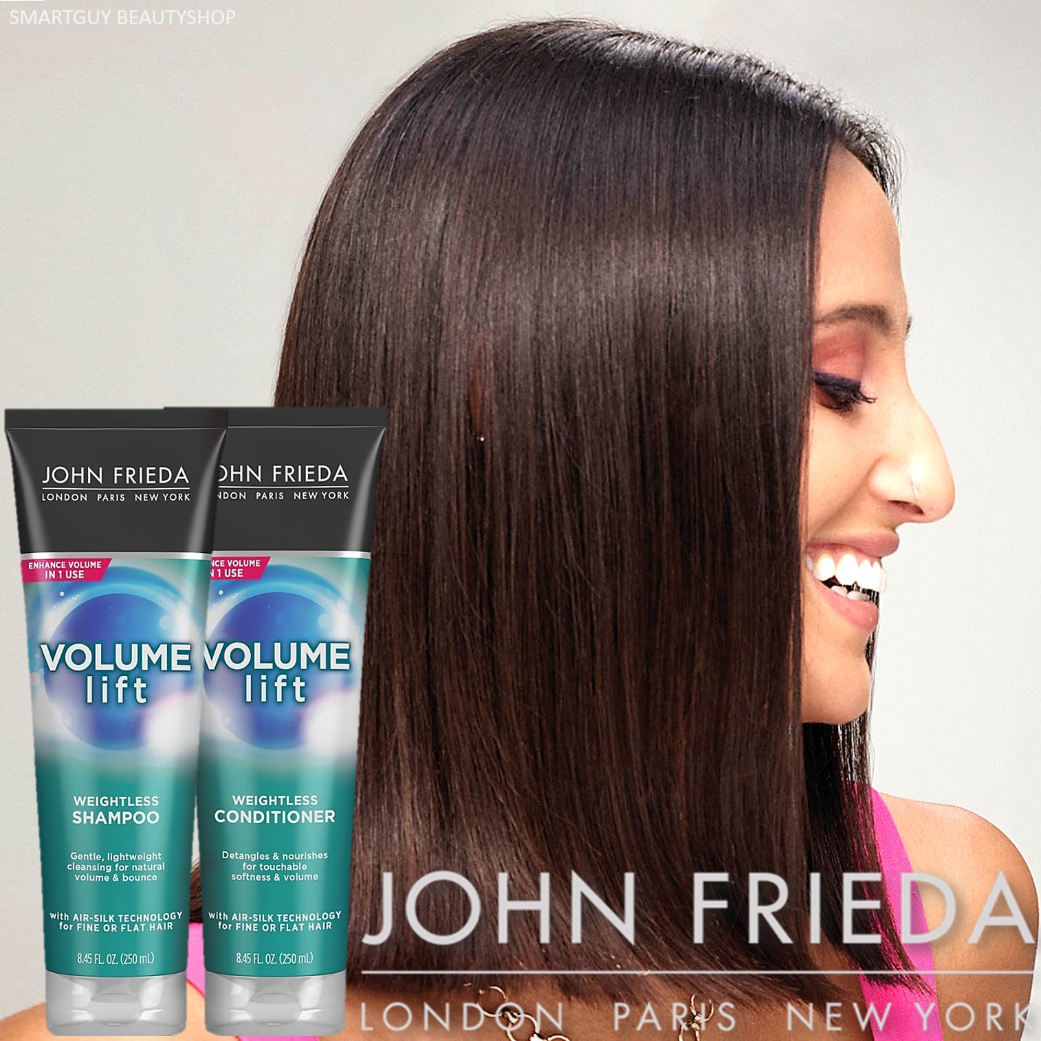 John Frieda VOLUME LIFT Weightless Shampoo+Conditioner 250ml X2 ชุดผลิตภัณฑ์แชมพูและครีมนวดผมสูตรพรีเมี่ยมเพื่อเส้นผมนุ่มลื่นมีน้ำหนักจากต่างประเทศ
