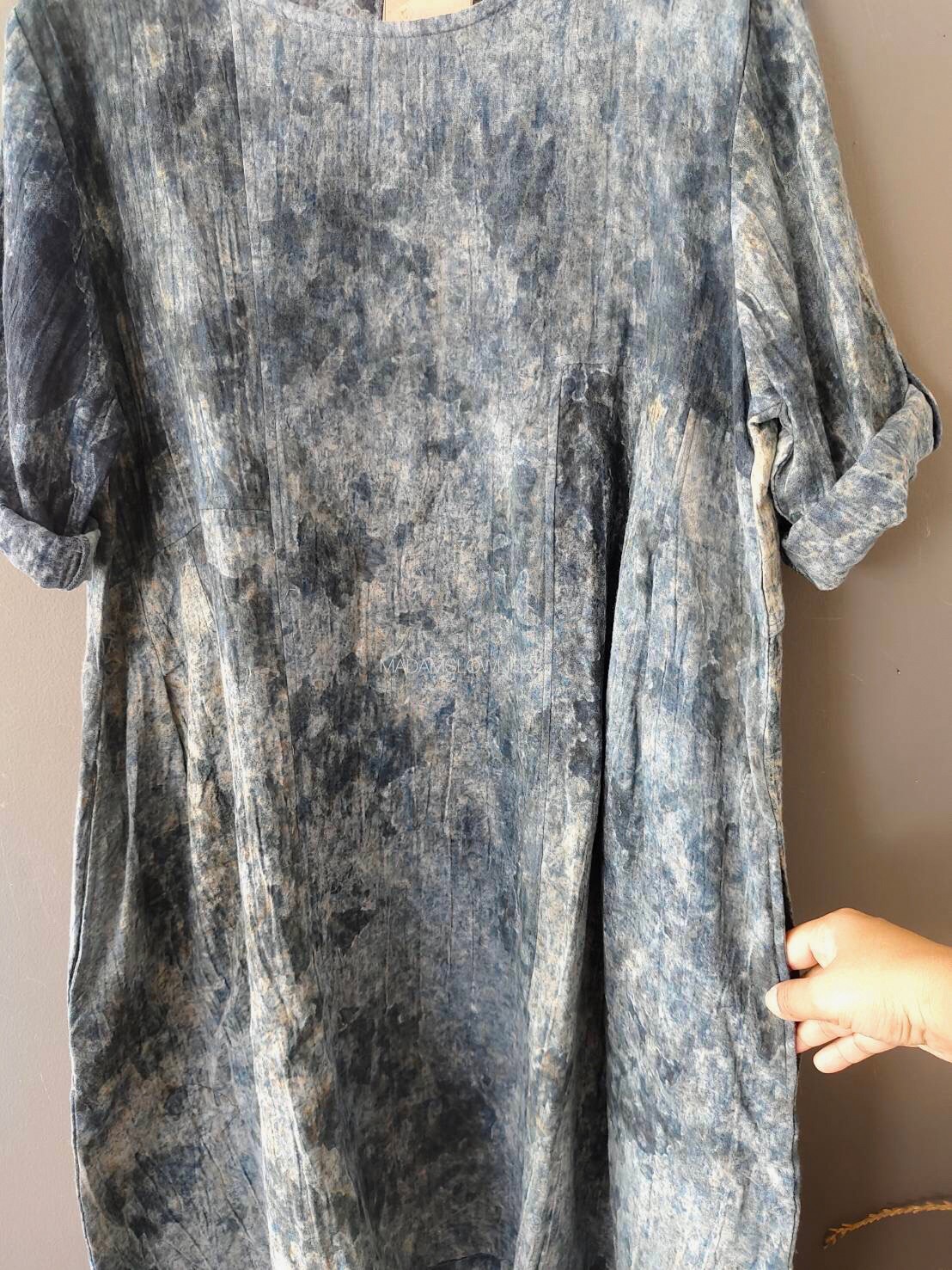 ชุดเดรสผู้หญิงคอกลม Size F มัดย้อมโดยใช้สีปลอดสารพิษ