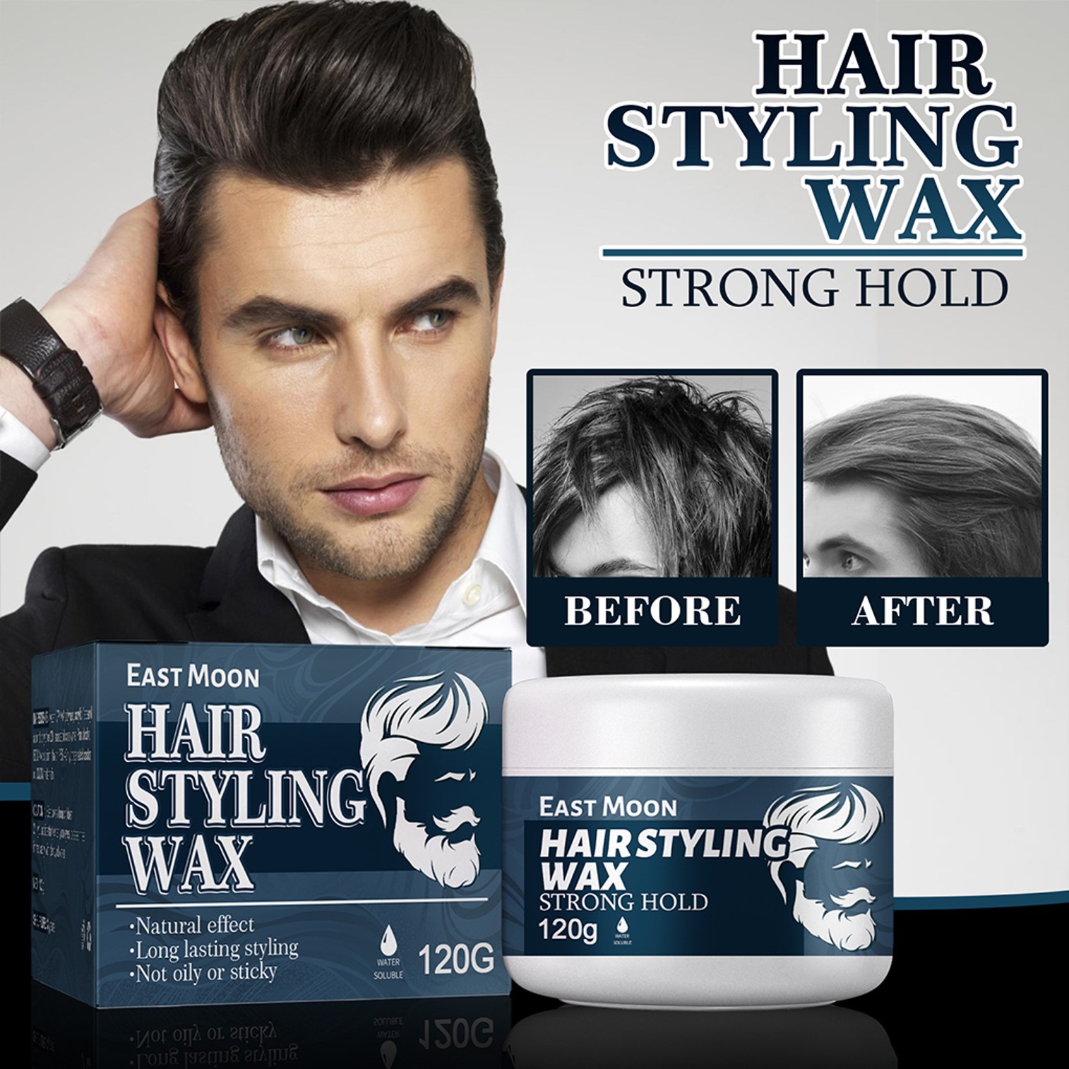 East Moon Styling Hair Wax 120g ผลิตภัณฑ์แว็กซ์จัดแต่งทรงผมสำหรับผู้ชายสูตรพิเศษ