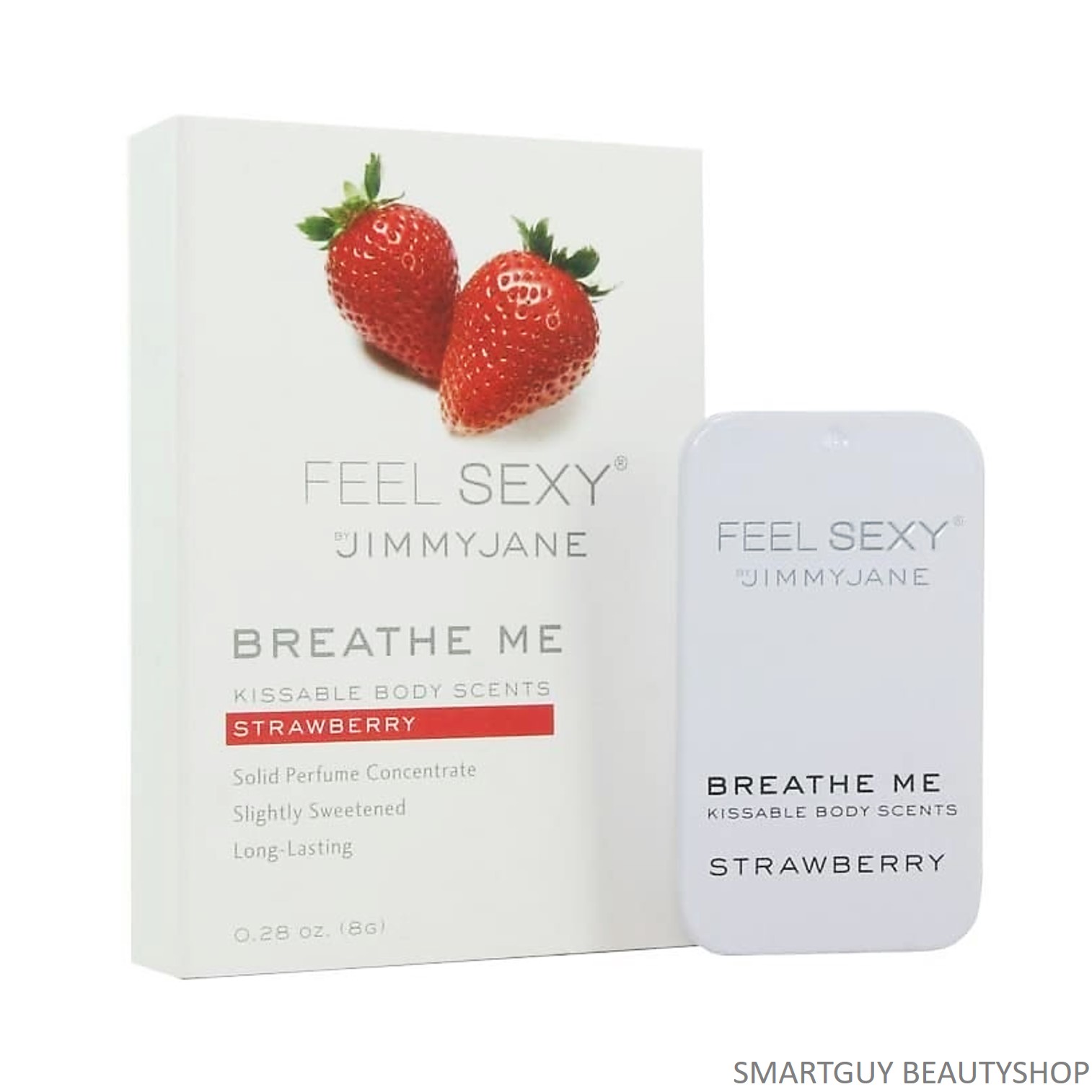 Jimmy Jane Feel Sexy Breathe Me Kissable Body Scents Strawberry 8g บาล์มน้ำหอมสำหรับจุดซ่อนเร้นเพิ่มความเซ็กซี่กลิ่นสตรอเบอรี่ สินค้านำเข้าจากต่างประเทศ