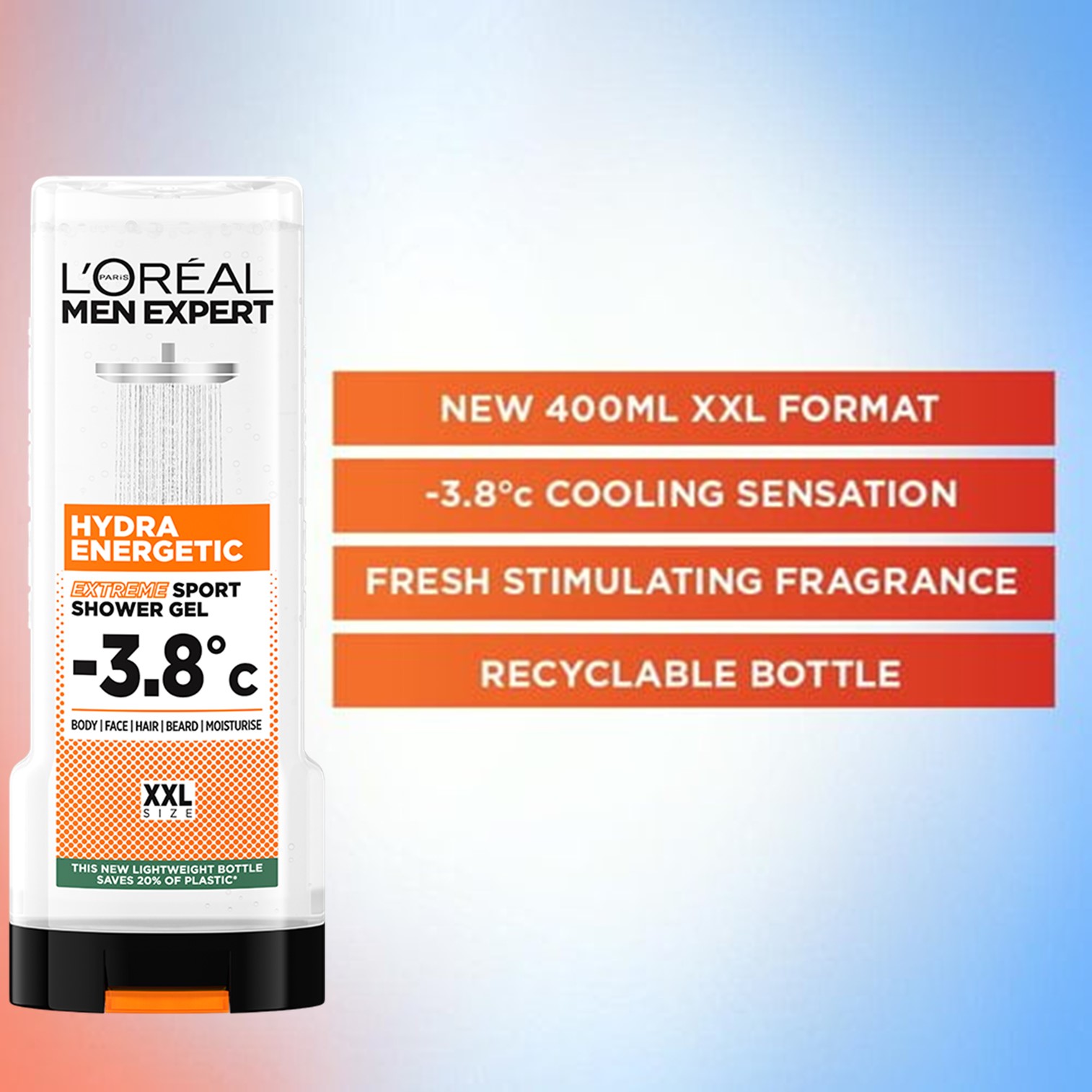 L’oreal Men Expert HYDRA ENERGETIC EXTREME SPORT SHOWER GEL 400ML เจลอาบน้ำสำหรับผู้ชายสูตรพิเศษใหม่ล่าสุดสินค้านำเข้าจากออสเตรเลียของแท้พร้อมส่ง