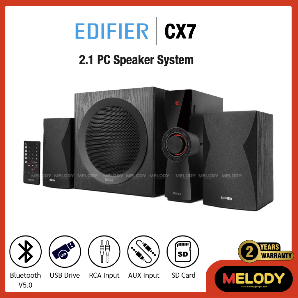 Edifier CX7 ลำโพง 2.1 Bluetooth 5.0 Input AUX,RCA,SD card USB Drive วูฟเฟอร์ 8"69w.RMS.