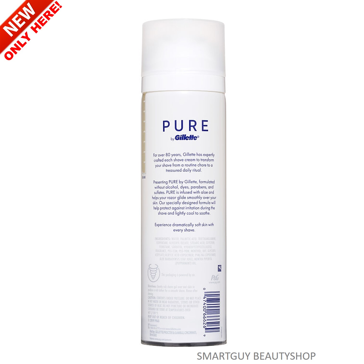 Pure By Gillette Soothing Shave Gel With Aloe 170g ผลิตภัณฑ์เจลโกนหนวดสูตรอ่อนโยนพิเศษพร้อมการบำรุงผิวลดการอักเสบหลังการโกนในทันที