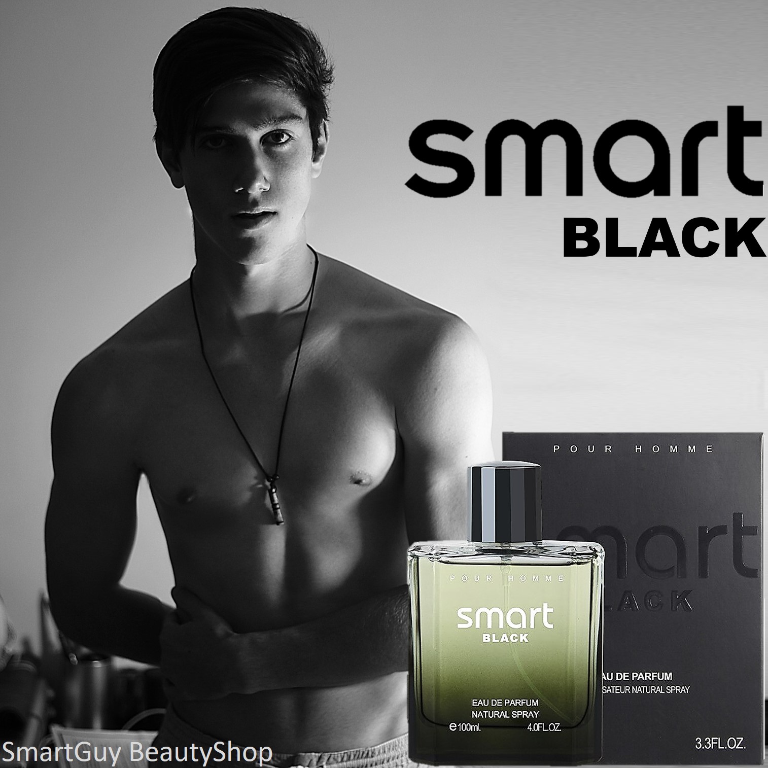 Smart Black Pour Homme Eau De Parfum Vaporisateur Natural Spray 100ml. น้ำหอมผู้ชายกลิ่นไฮโซหรูหราผสานความเซ็กซี่อบอุ่นน่าค้นหาชวนเข้ามาสัมผัสใกล้ๆ