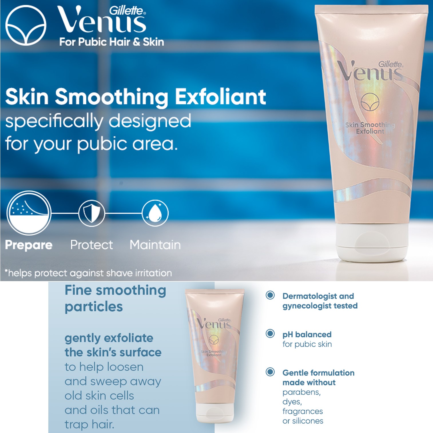 Gillette Venus Skin Smoothing Exfoliant 177ml ครีมสครับขัดผิวสูตรอ่อนโยนสำหรับจุดซ่อนเร้นของผู้หญิงสินค้านำเข้าจากออสเตรเลียของแท้พร้อมส่ง