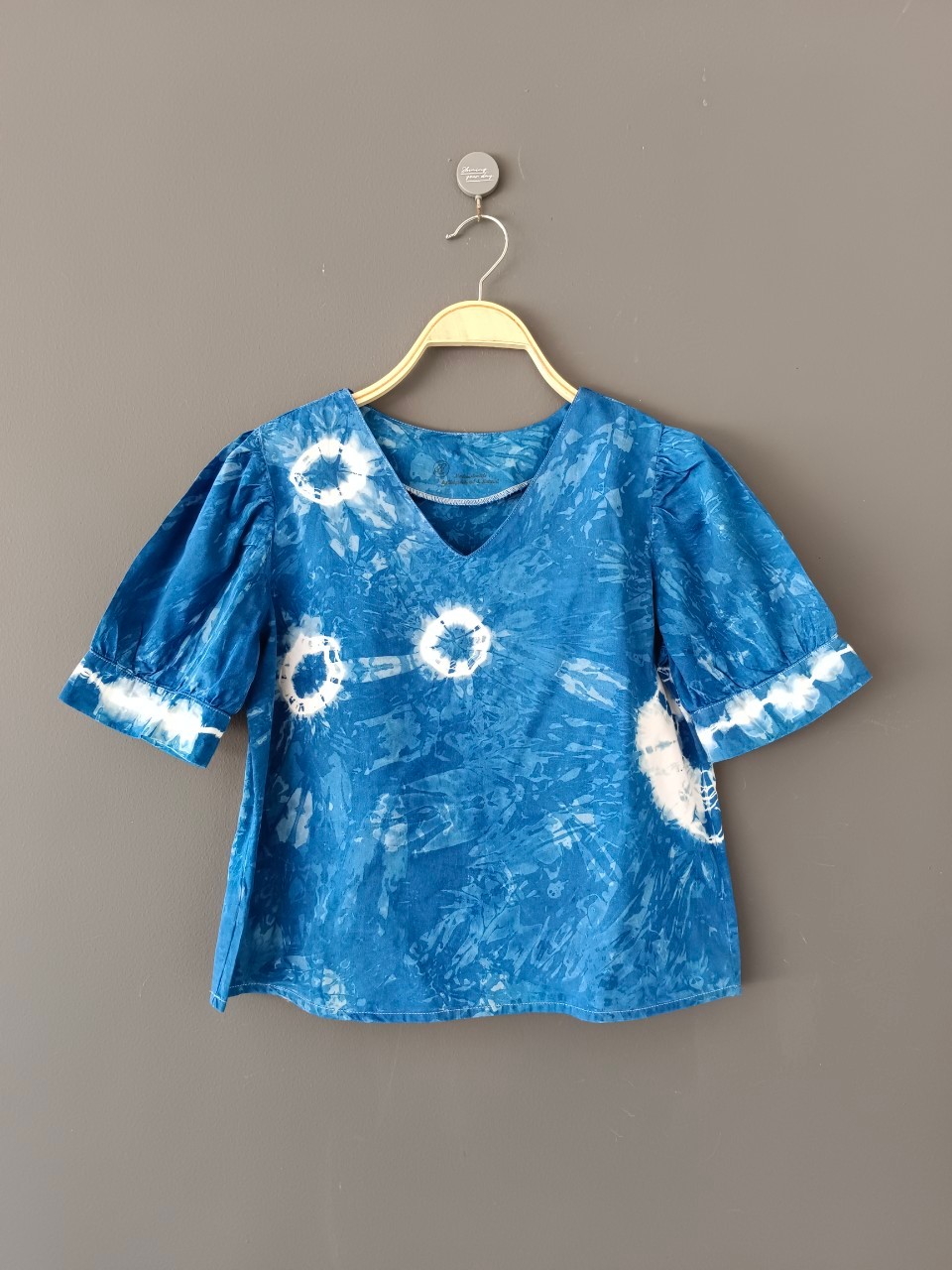 เสื้อคอวีแขนตุ๊กตา มัดย้อมพาสเทล size:XS-L