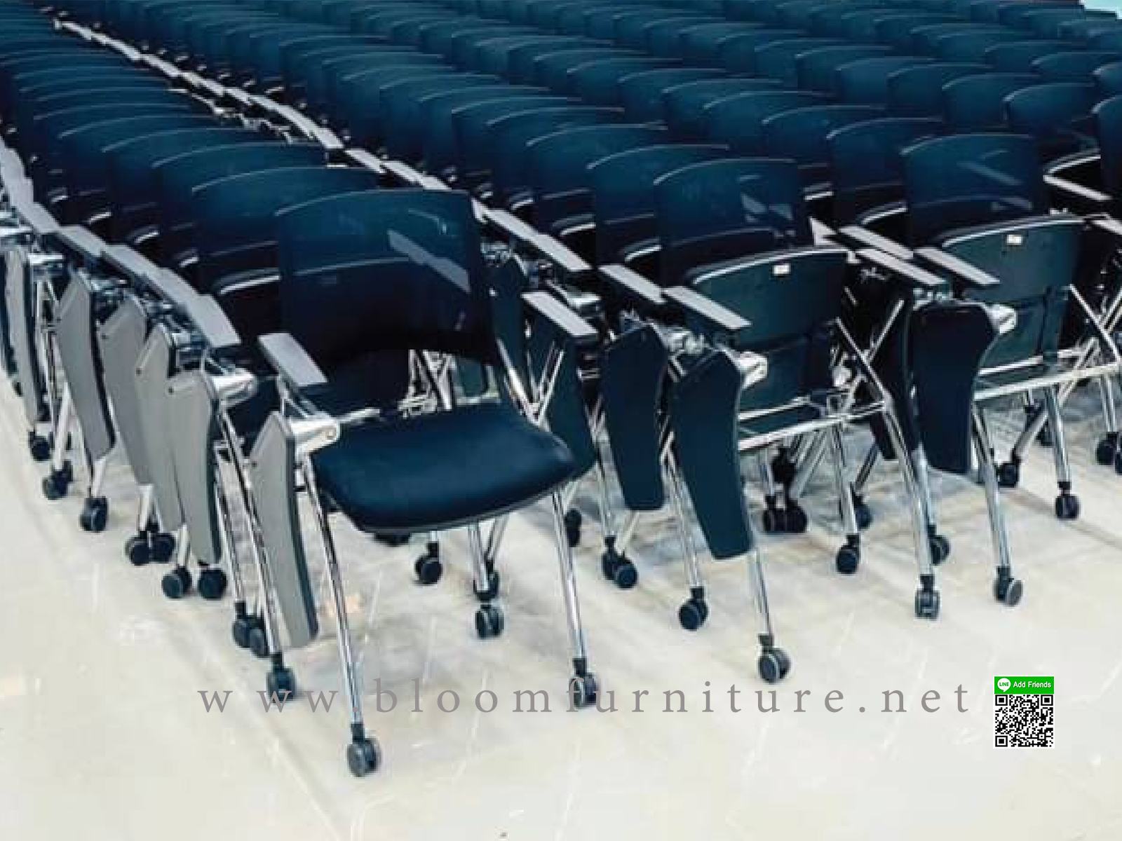 เก้าอี้เลคเชอร์พับเก็บได้ มีล้อเลื่อน สะดวกต่อการเคลื่อนย้าย ขนาด 62.5x54.5x83 ซม.