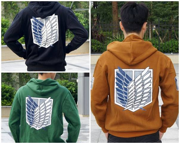 เสื้อฮู้ดกันหนาว Attack on Titan สีน้ำตาล / ดำ / เขียว