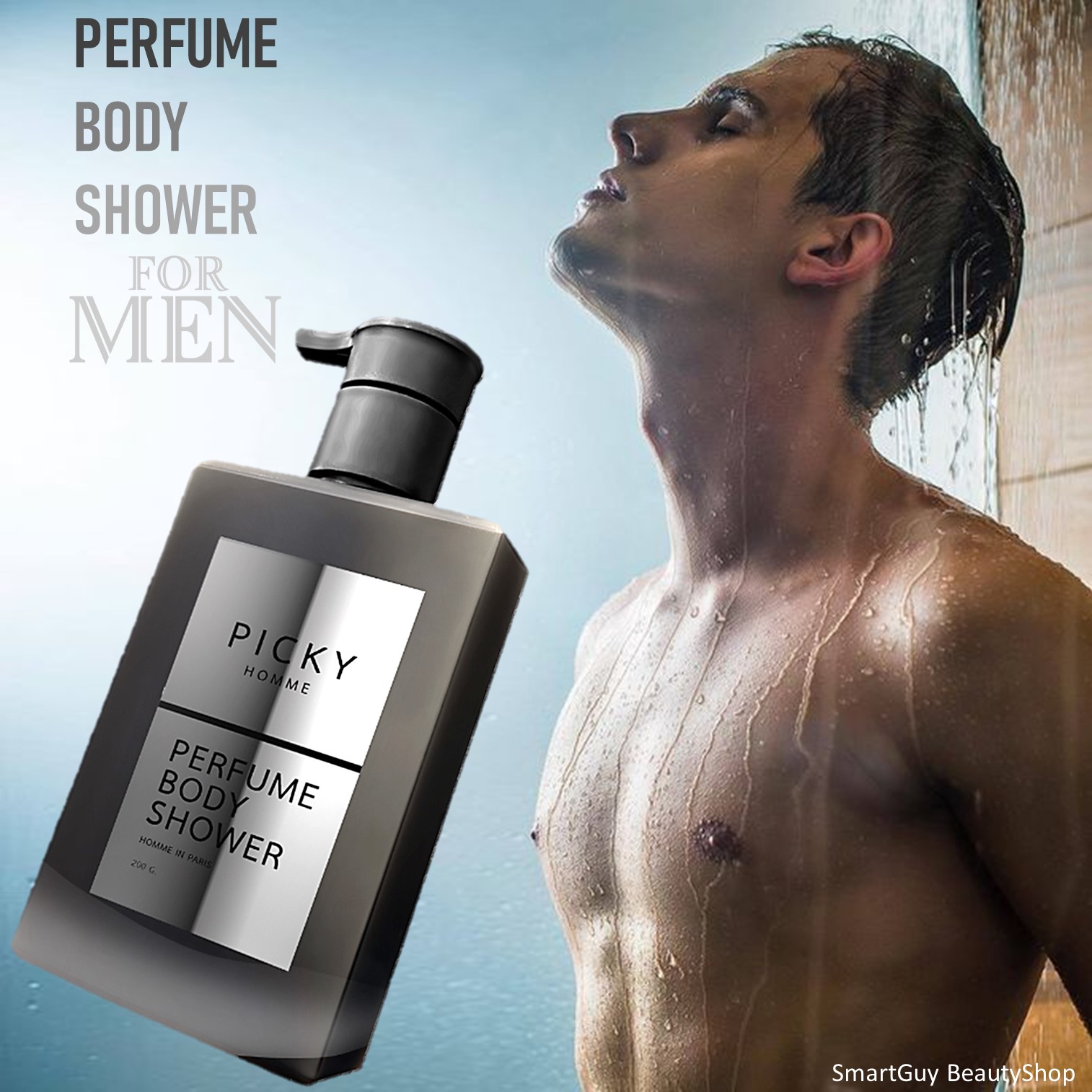 PICKY HOMME PERFUME BODY SHOWER GEL 200ml เจลอาบน้ำทำความสะอาดผิวกายสำหรับผู้ชายกลิ่นหอมแนวสปอร์ตสุดพิเศษติดทนนาน