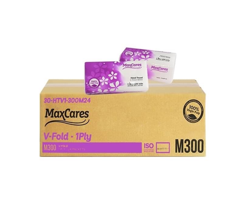 กระดาษเช็ดมือ Maxcares หนา 1 ชั้น ขนาด 20x20cm.