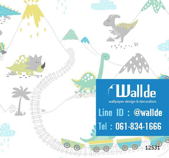 วอลเปเปอร์ห้องเด็ก วอลเปอร์ลายการ์ตูน ลายไดโนเสาร์